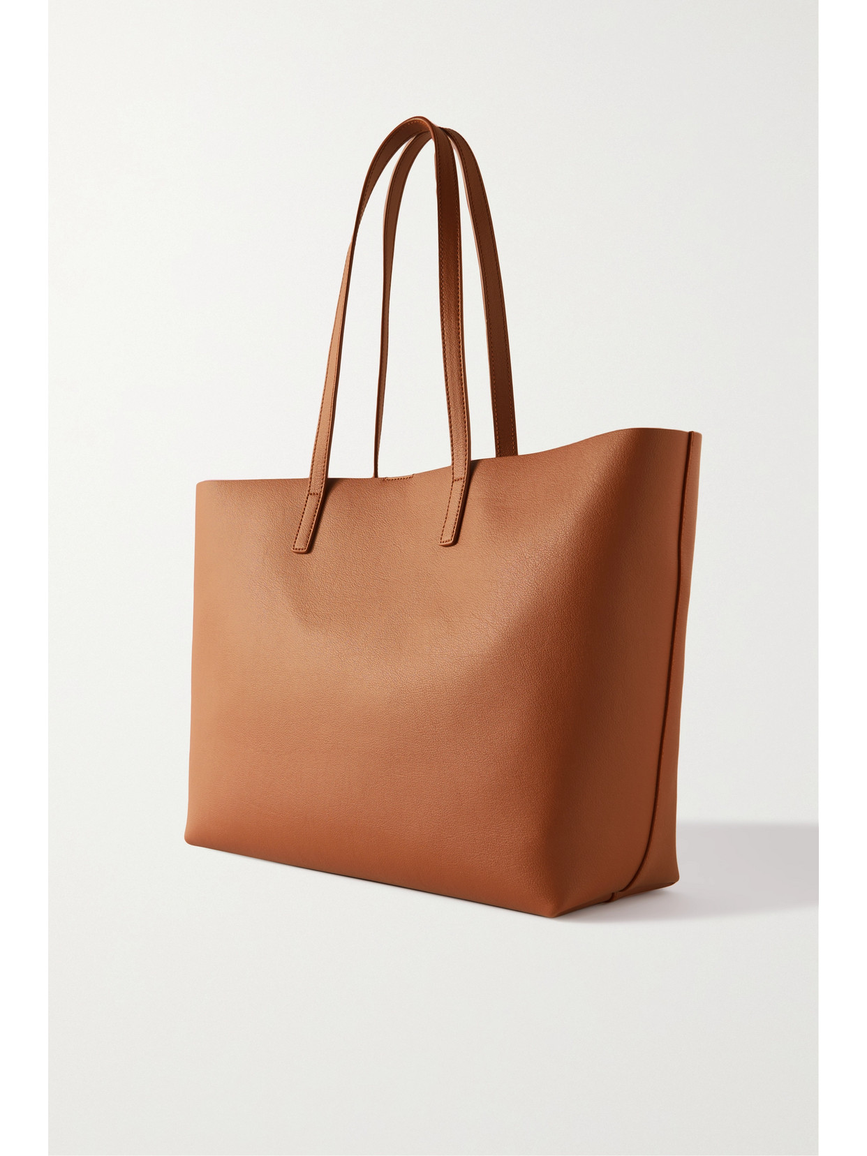 Shop Saint Laurent East West Large Leather Tote In Brown