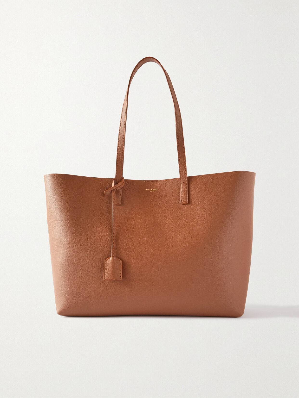 Saint Laurent East West Large Leather Tote In Brown