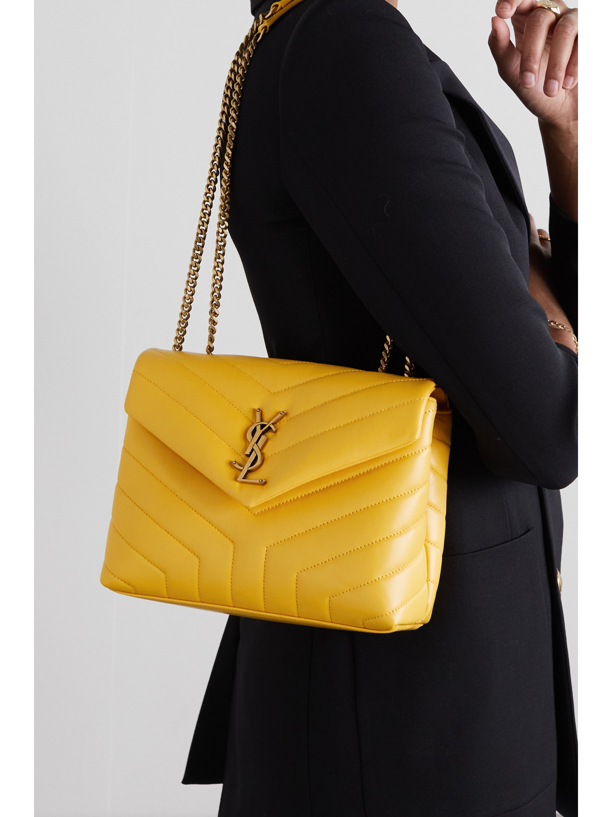 Saint Laurent Loulou Small Quilted Leather Shoulder Bag In Yellow