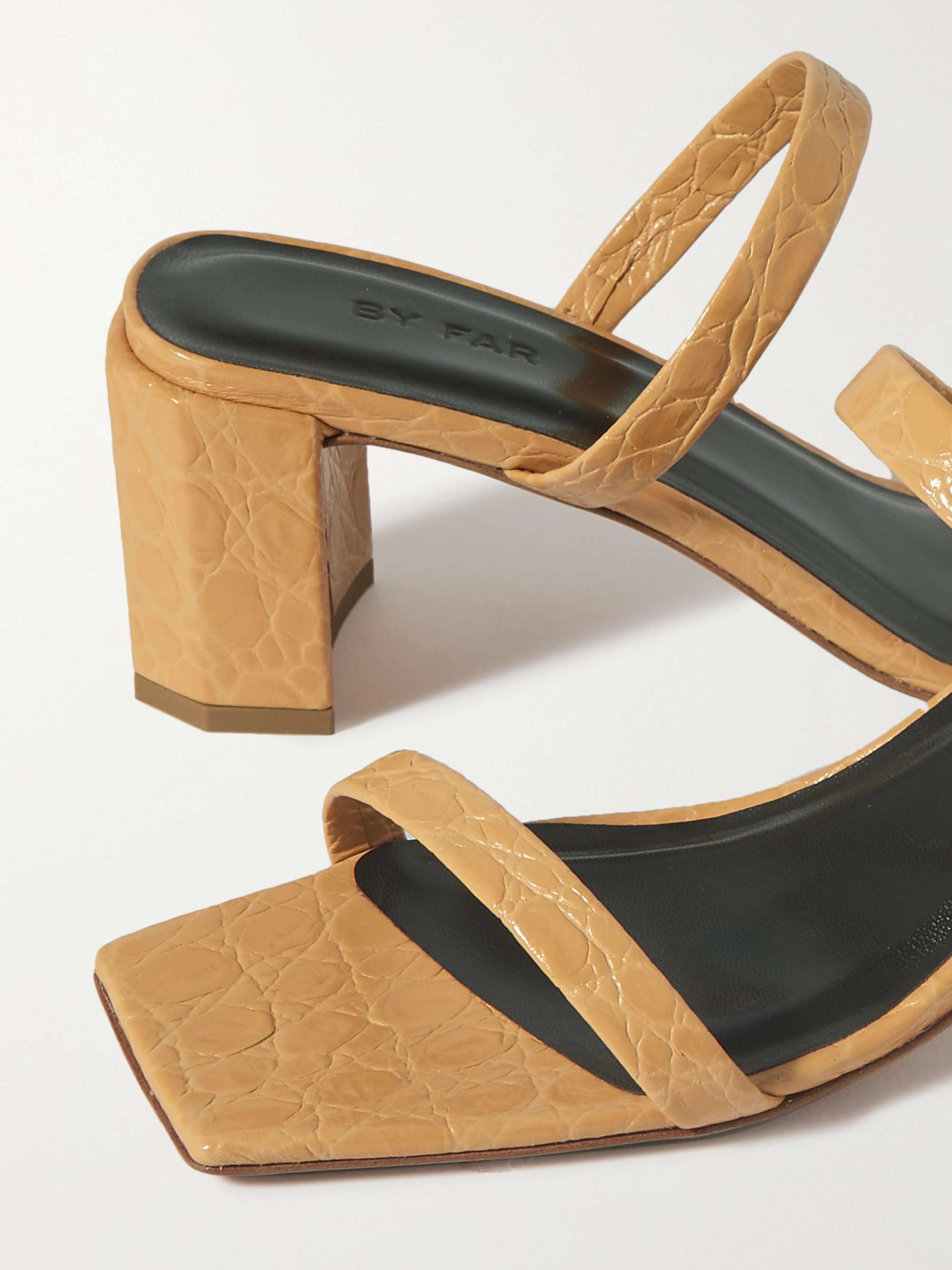 BY FAR Croc-effect leather mules