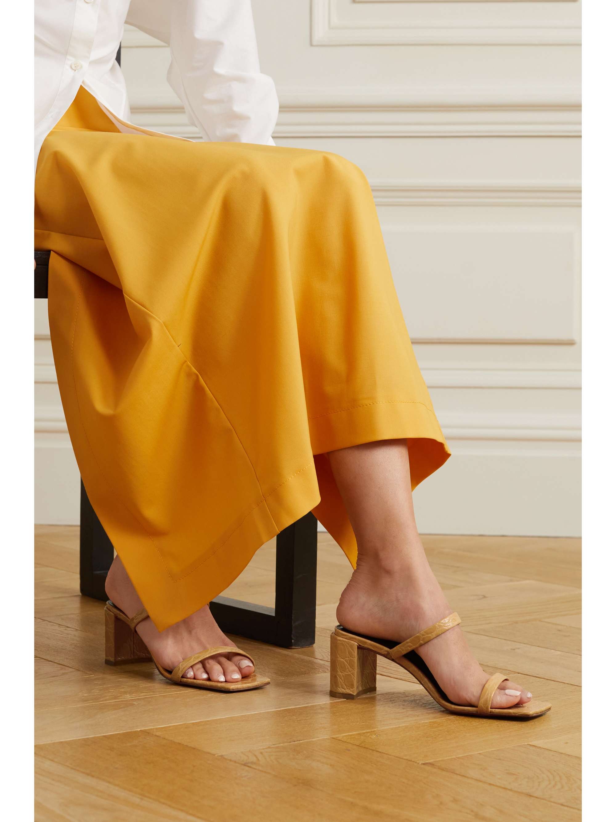 BY FAR Croc-effect leather mules