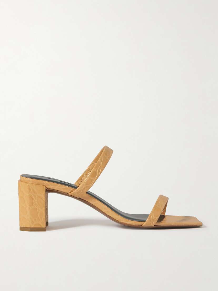 BY FAR Croc-effect Leather Mules
