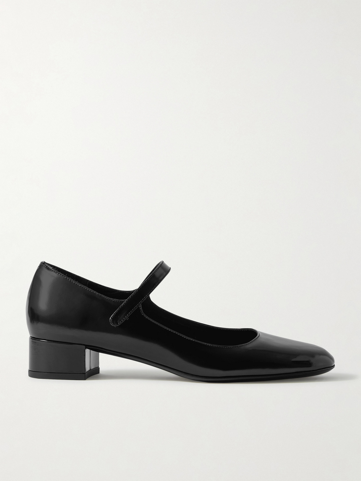 Shop By Far Ginny Patent-leather Mary Jane Pumps In Black