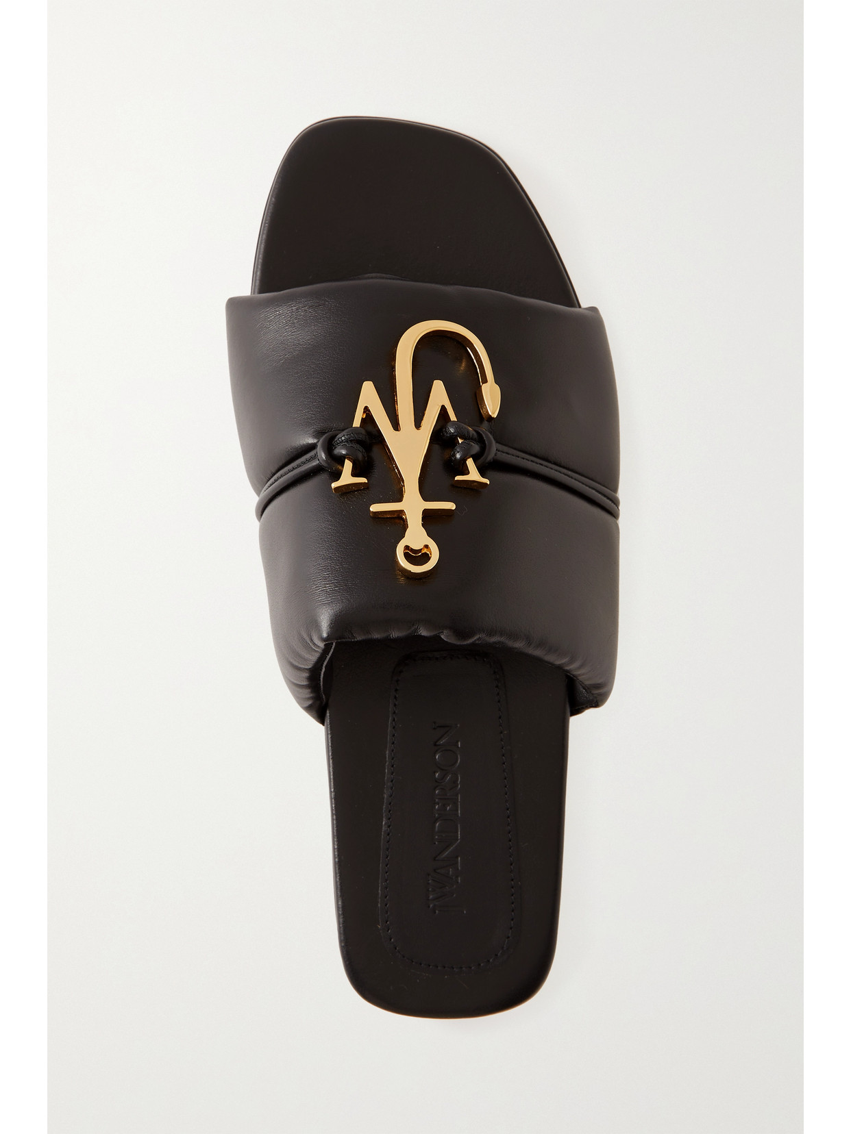 Jw Anderson Anchor Logoembellished Quilted Leather Slides In Black