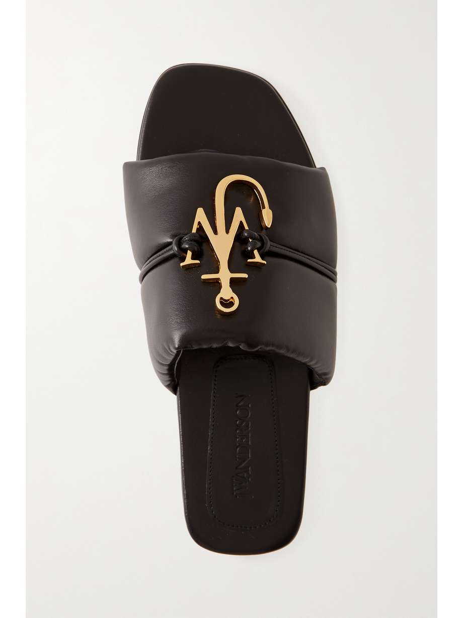 net-a-porter.com | Anchor logo-embellished quilted leather slides