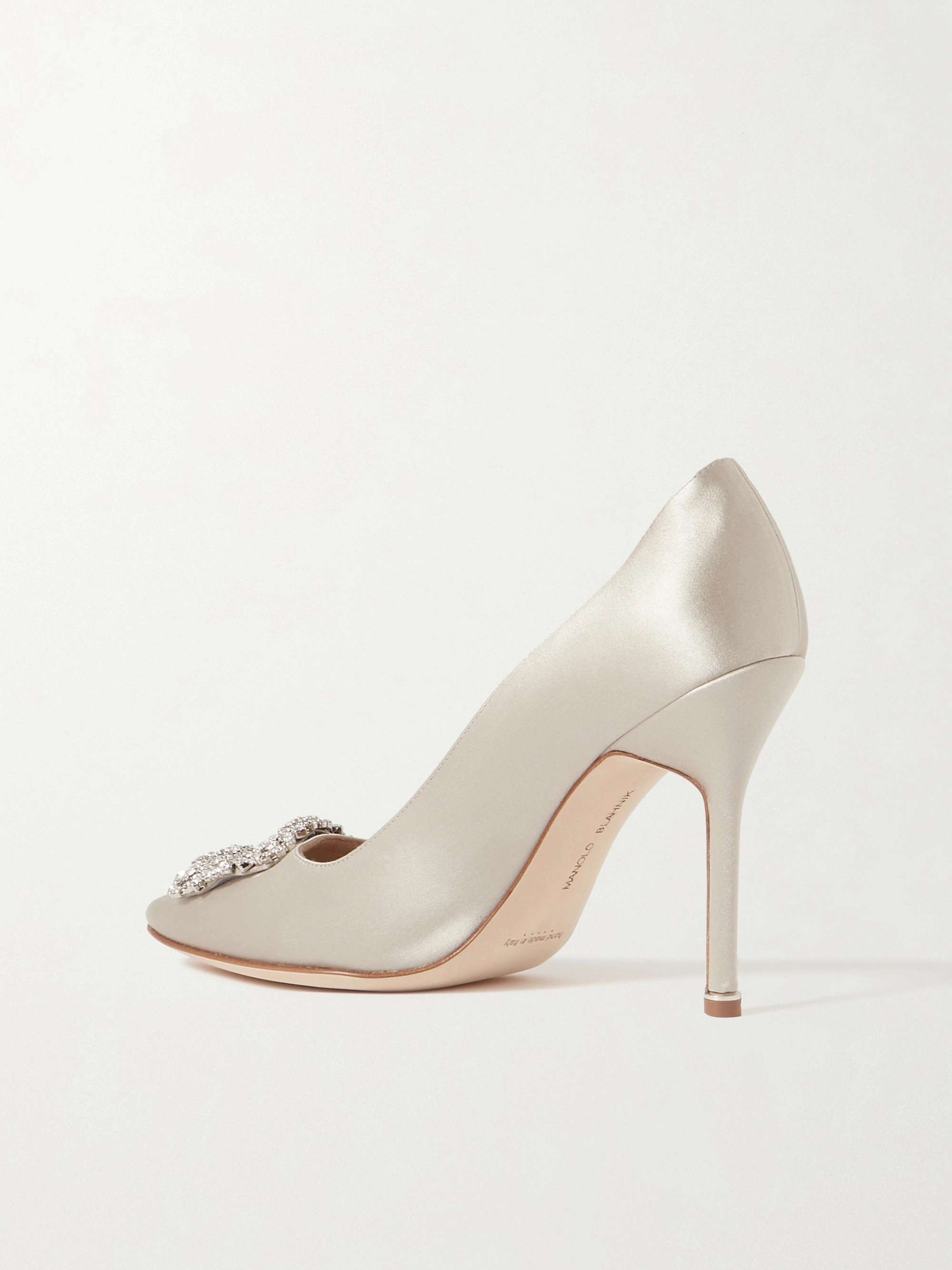 MANOLO BLAHNIK Hangisi 105 embellished satin pumps | NET-A-PORTER