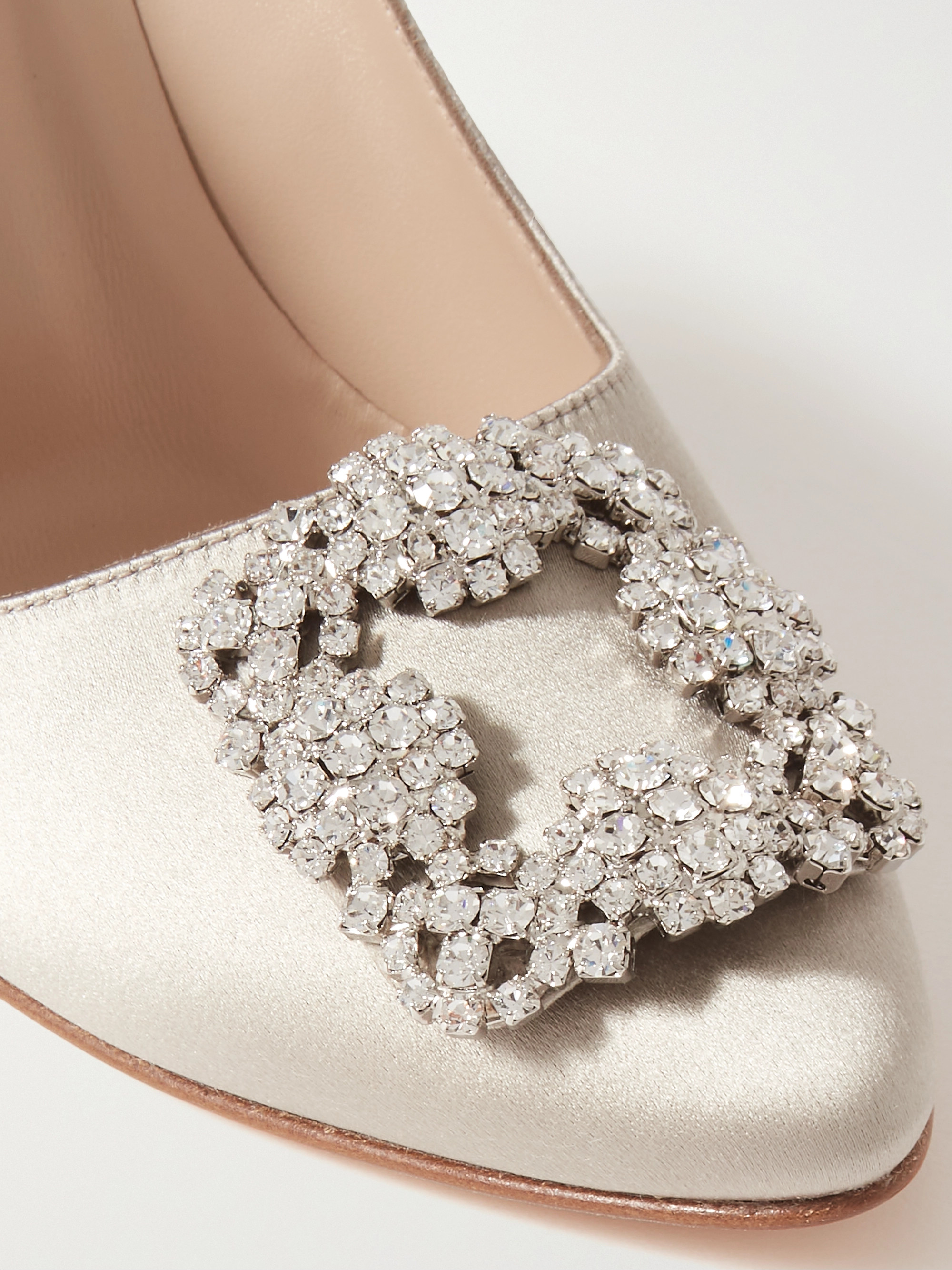 MANOLO BLAHNIK Hangisi 105 crystal-embellished satin pumps thumbnail