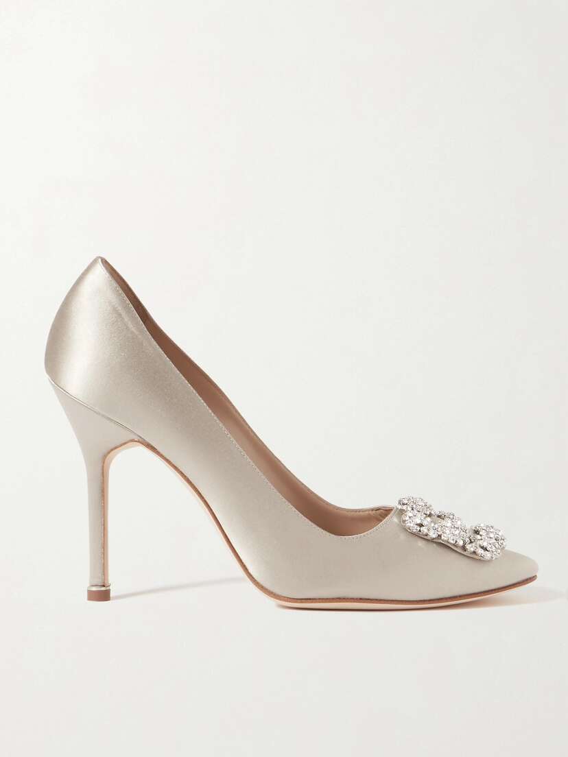 Manolo Blahnik Hangisi 105 Crystal-embellished Satin Pumps