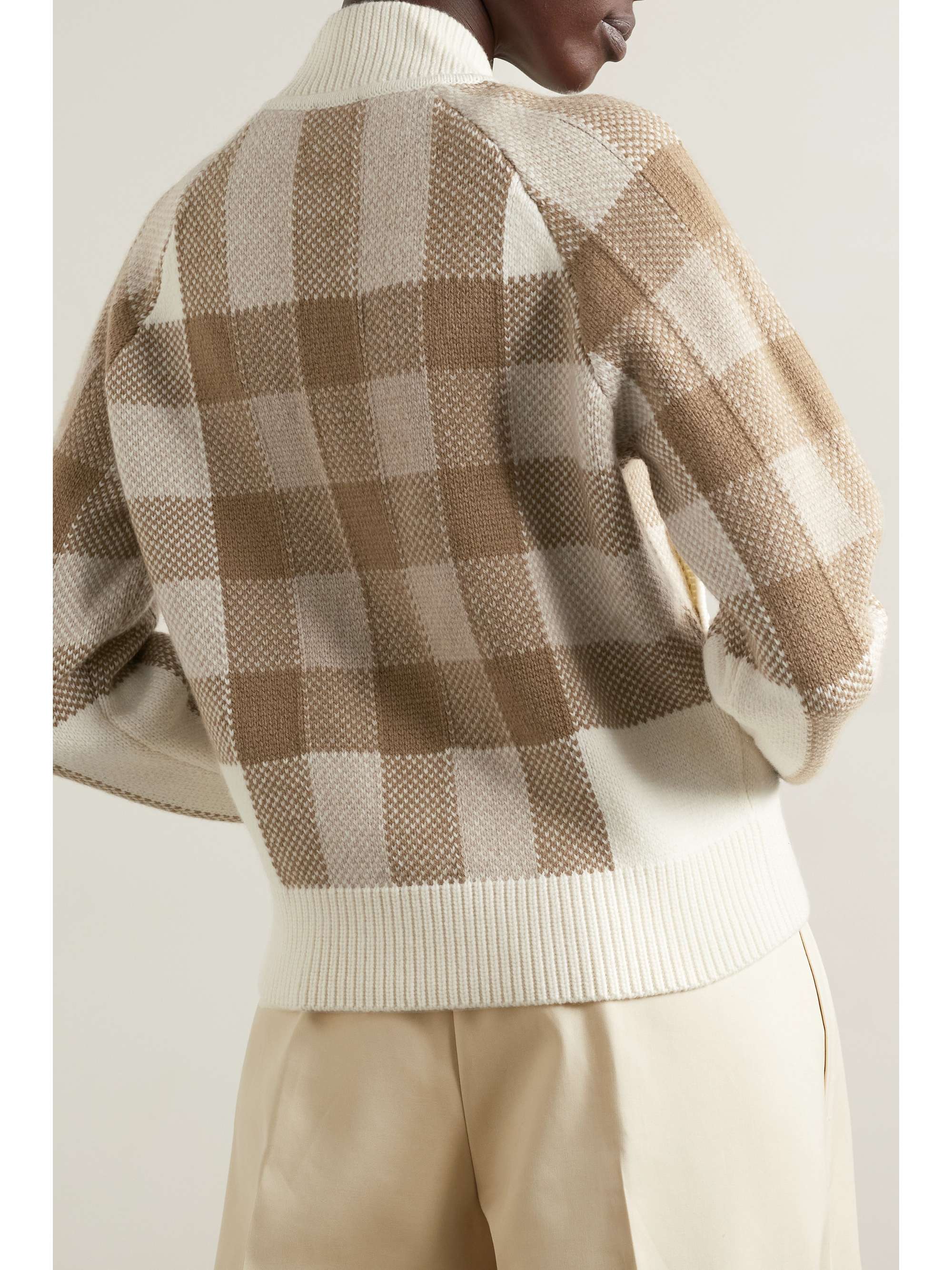 BURBERRY Checked wool and cashmere-blend bomber jacket