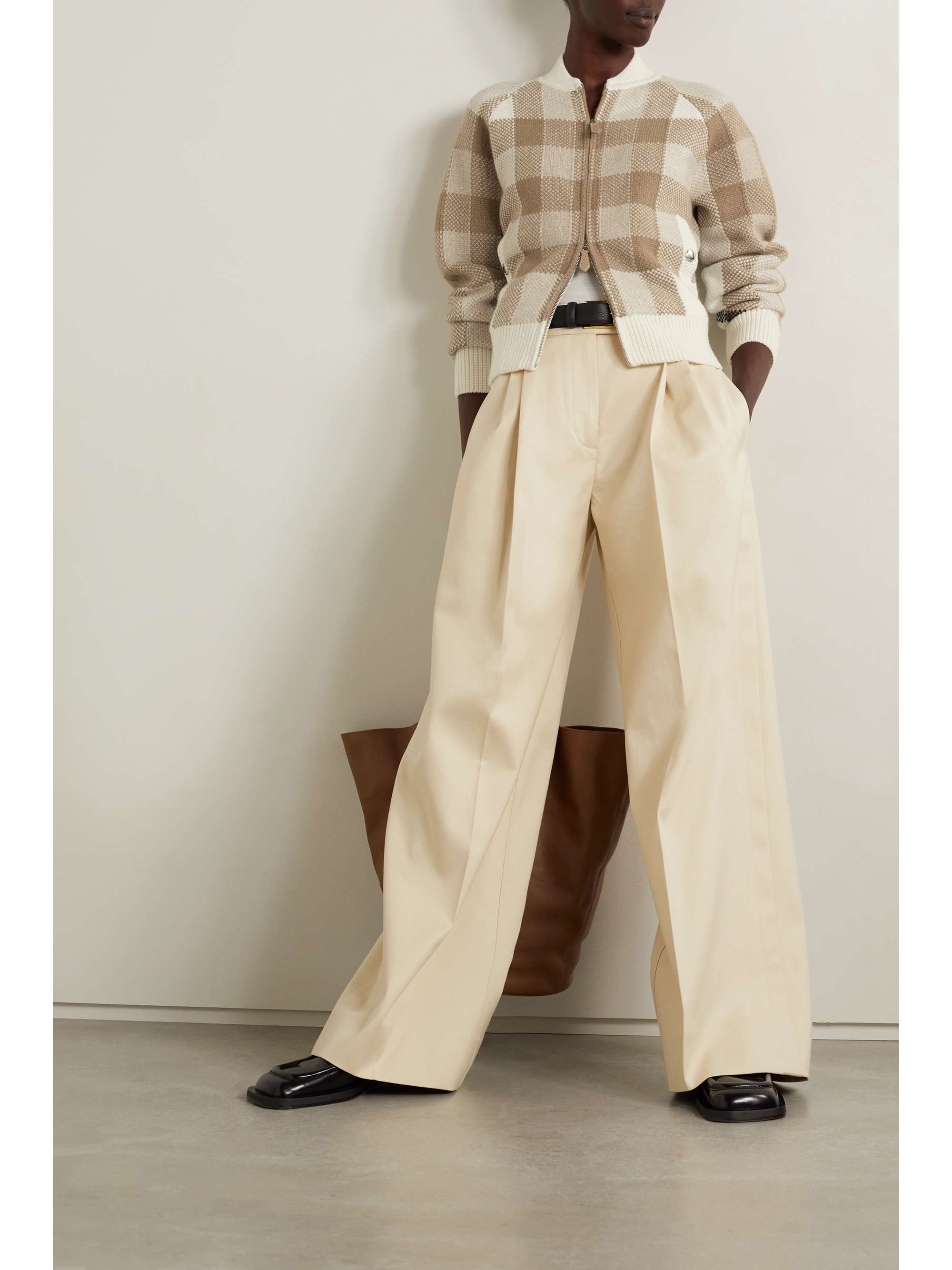 BURBERRY Checked wool and cashmere-blend bomber jacket