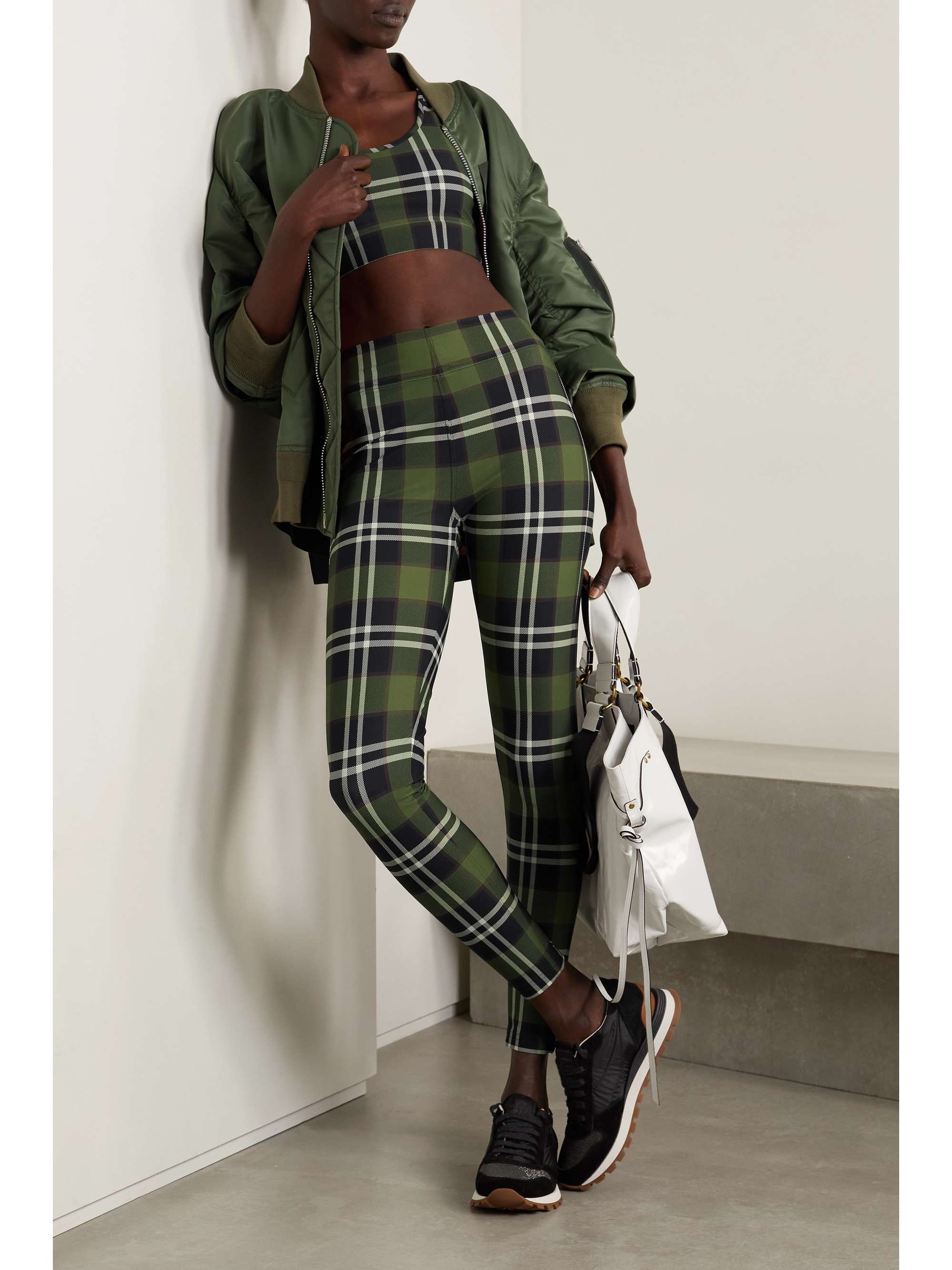 BURBERRY Checked stretch-jersey leggings | NET-A-PORTER QA