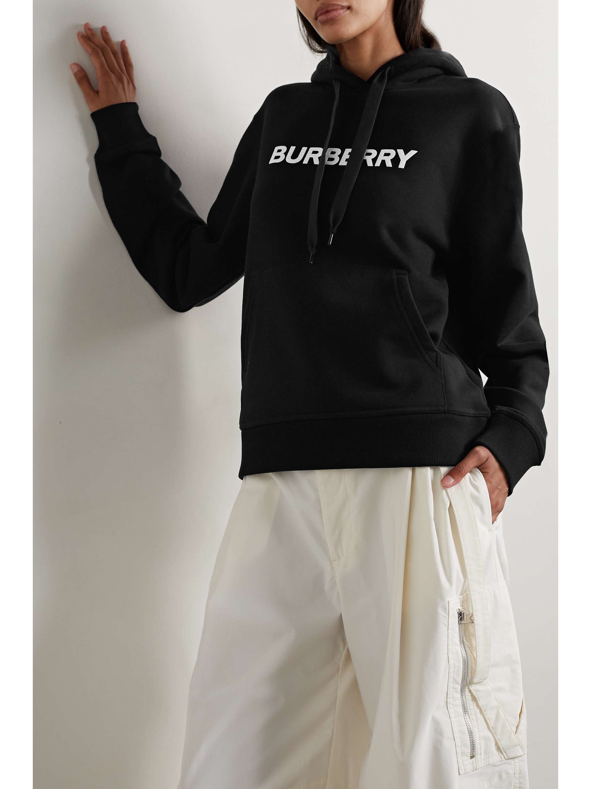 BURBERRY Printed cotton-jersey hoodie