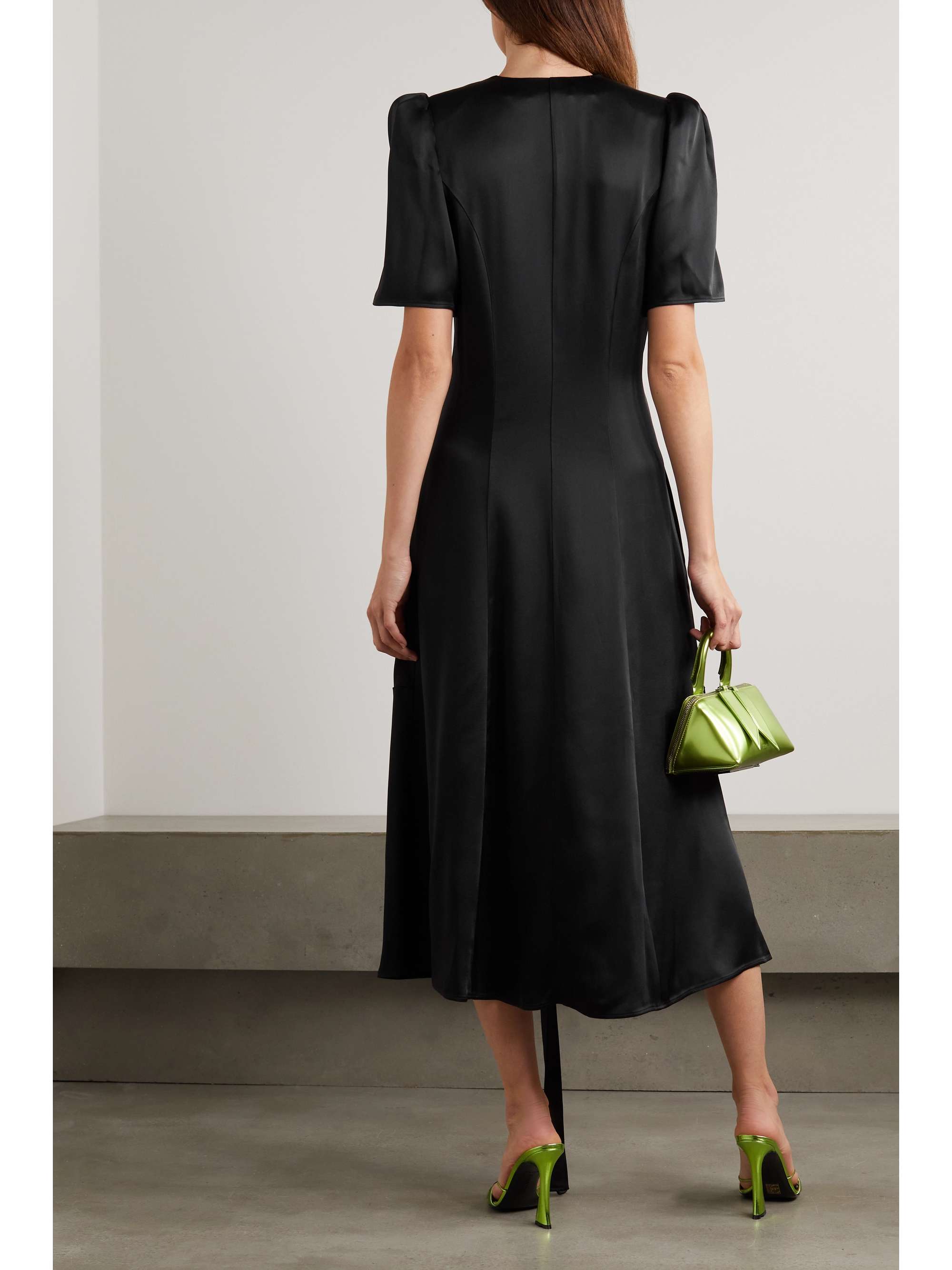STELLA MCCARTNEY 配腰带缎布中长连衣裙