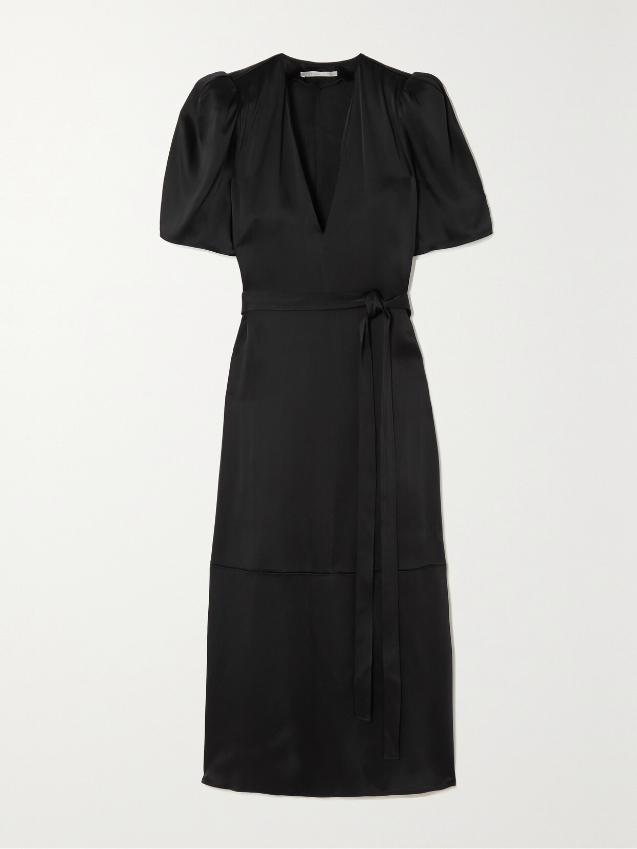 Stella McCartney Belted Satin Midi Dress - Black