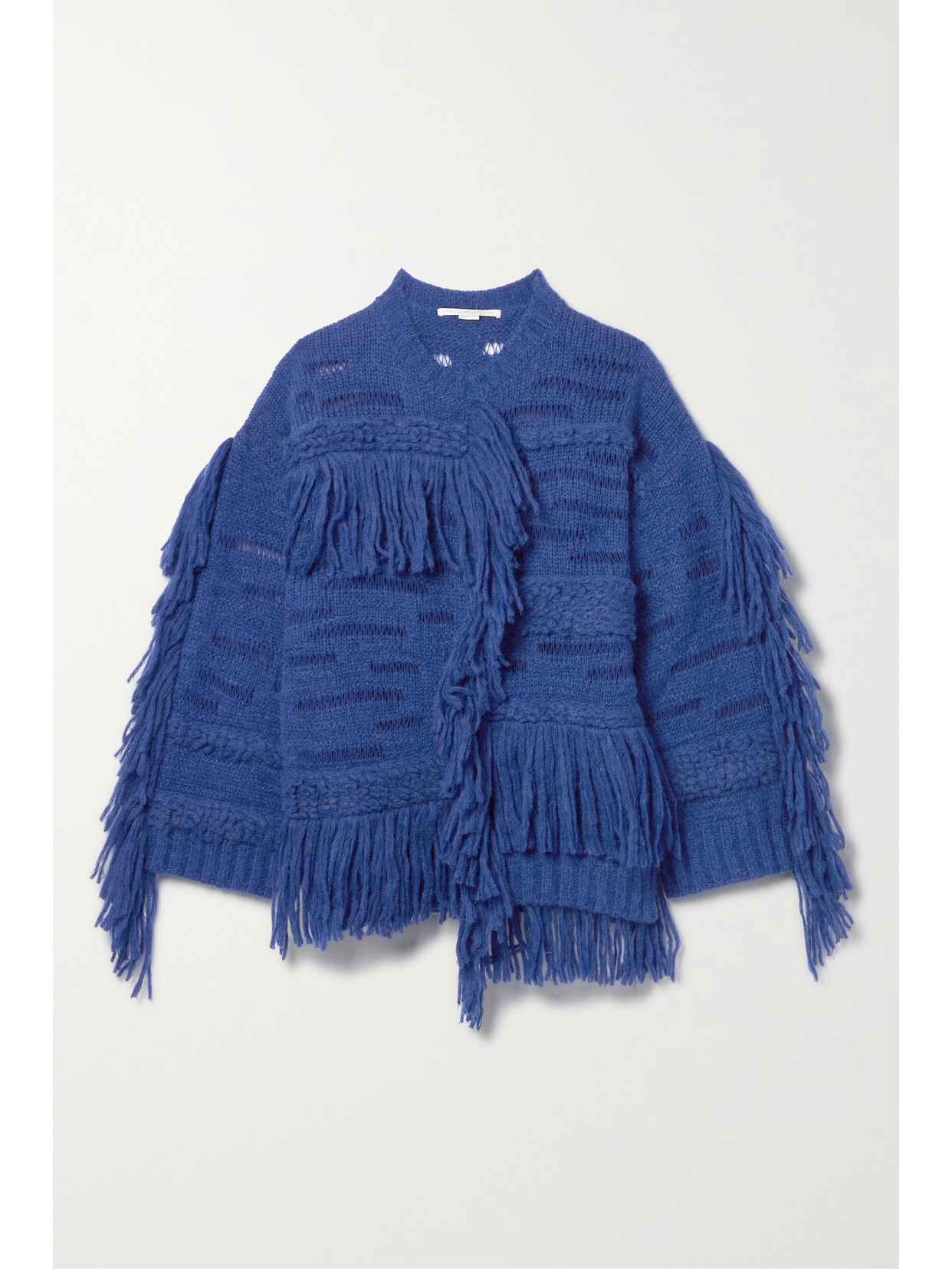 Stella Mccartney Fringed Alpaca Wool-blend Sweater In Blue