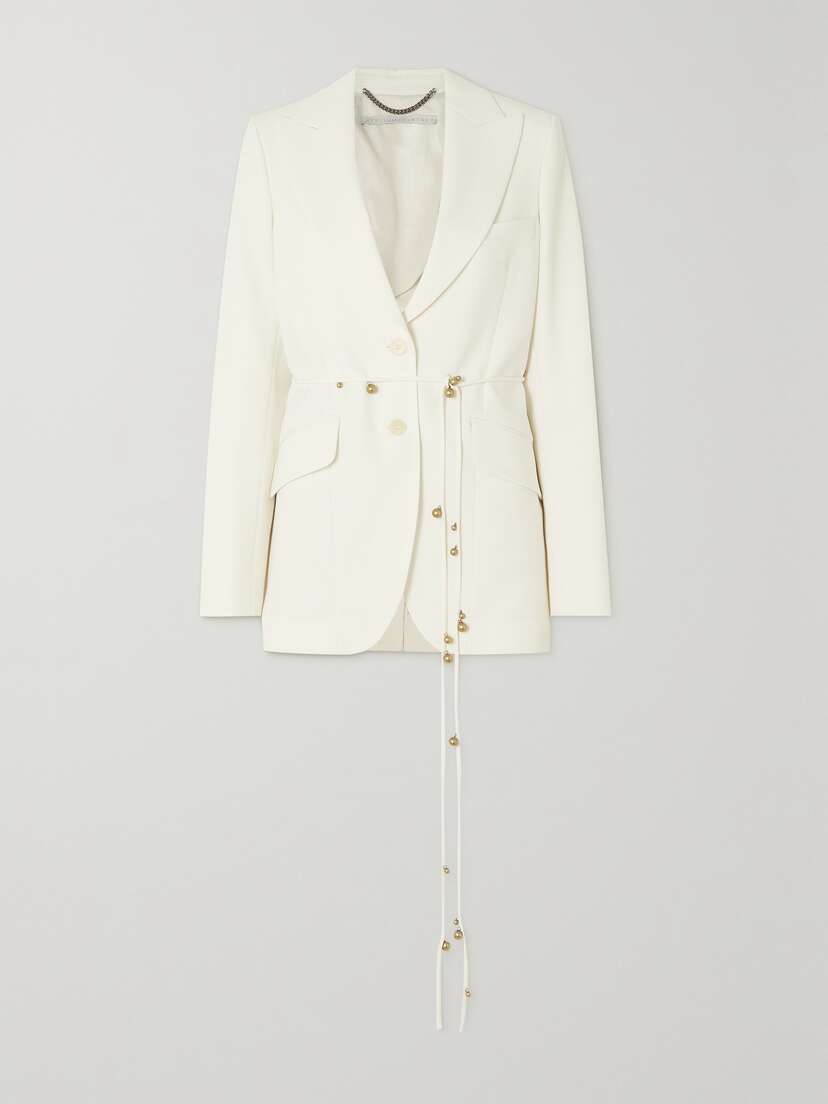 Stella McCartney Belted Embellished Twill Blazer