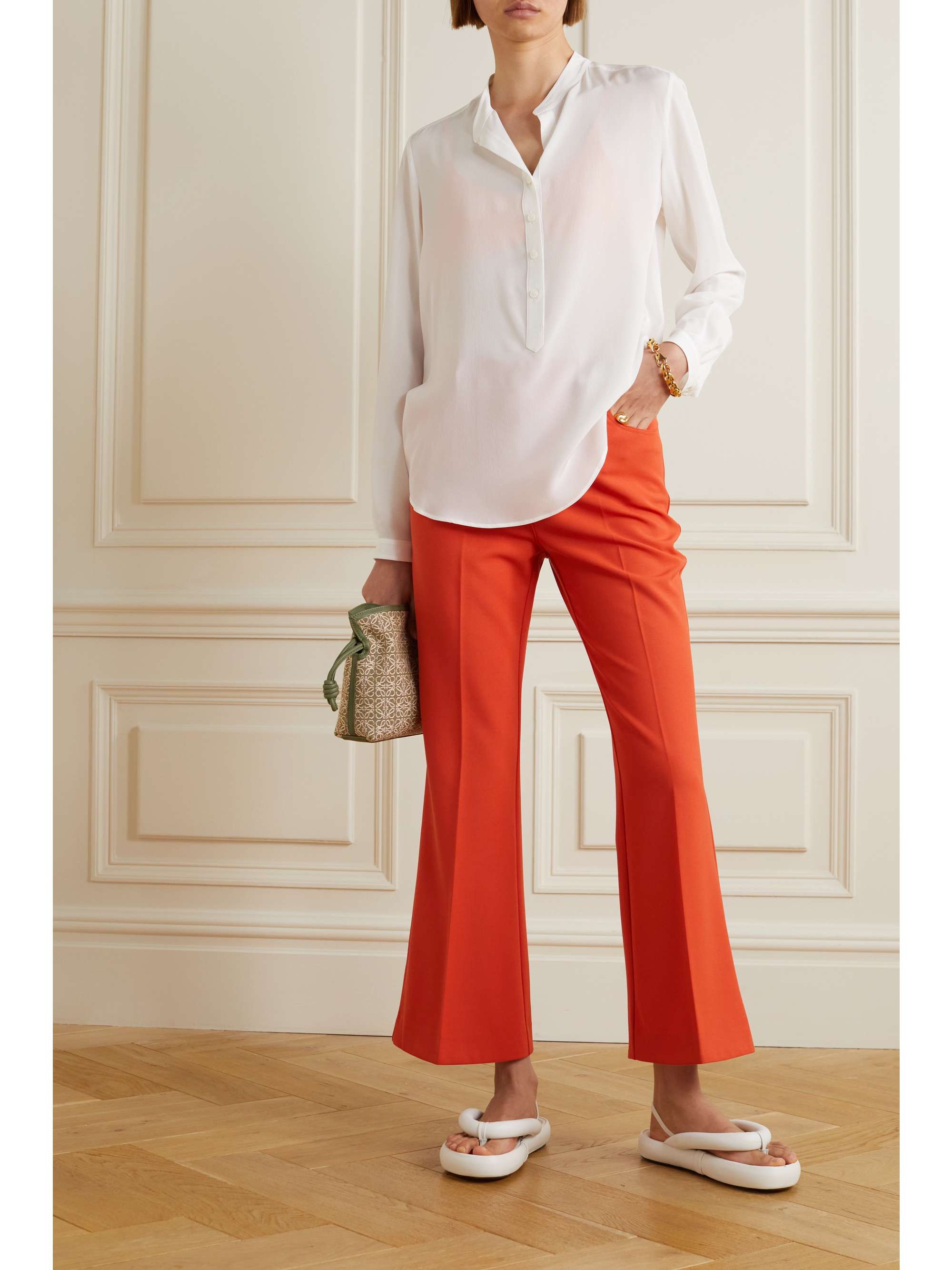 STELLA MCCARTNEY 크롭 스트레치 트윌 플레어 팬츠
