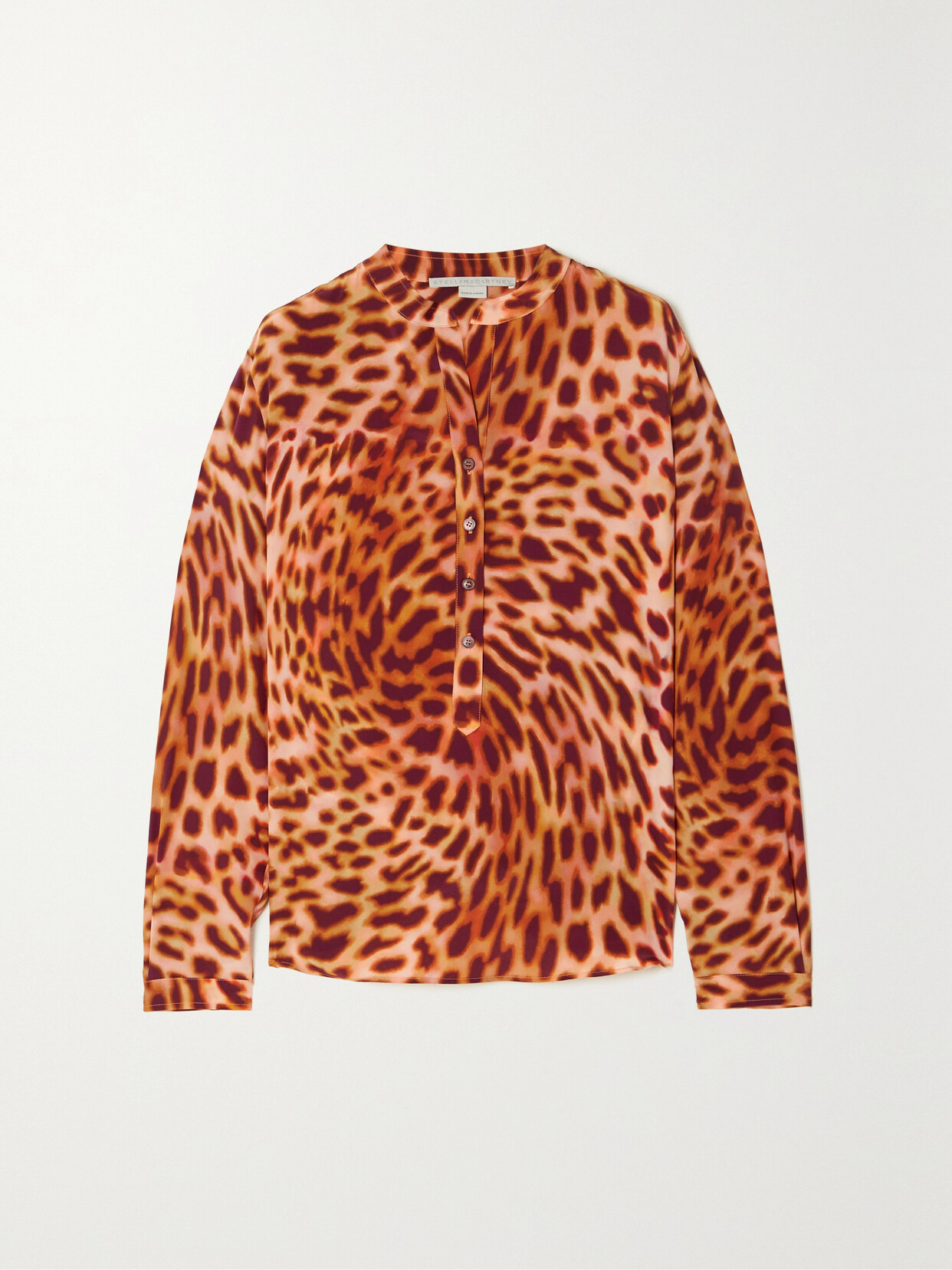 Stella Mccartney Leopard-print Silk Crepe De Chine Shirt In Pink
