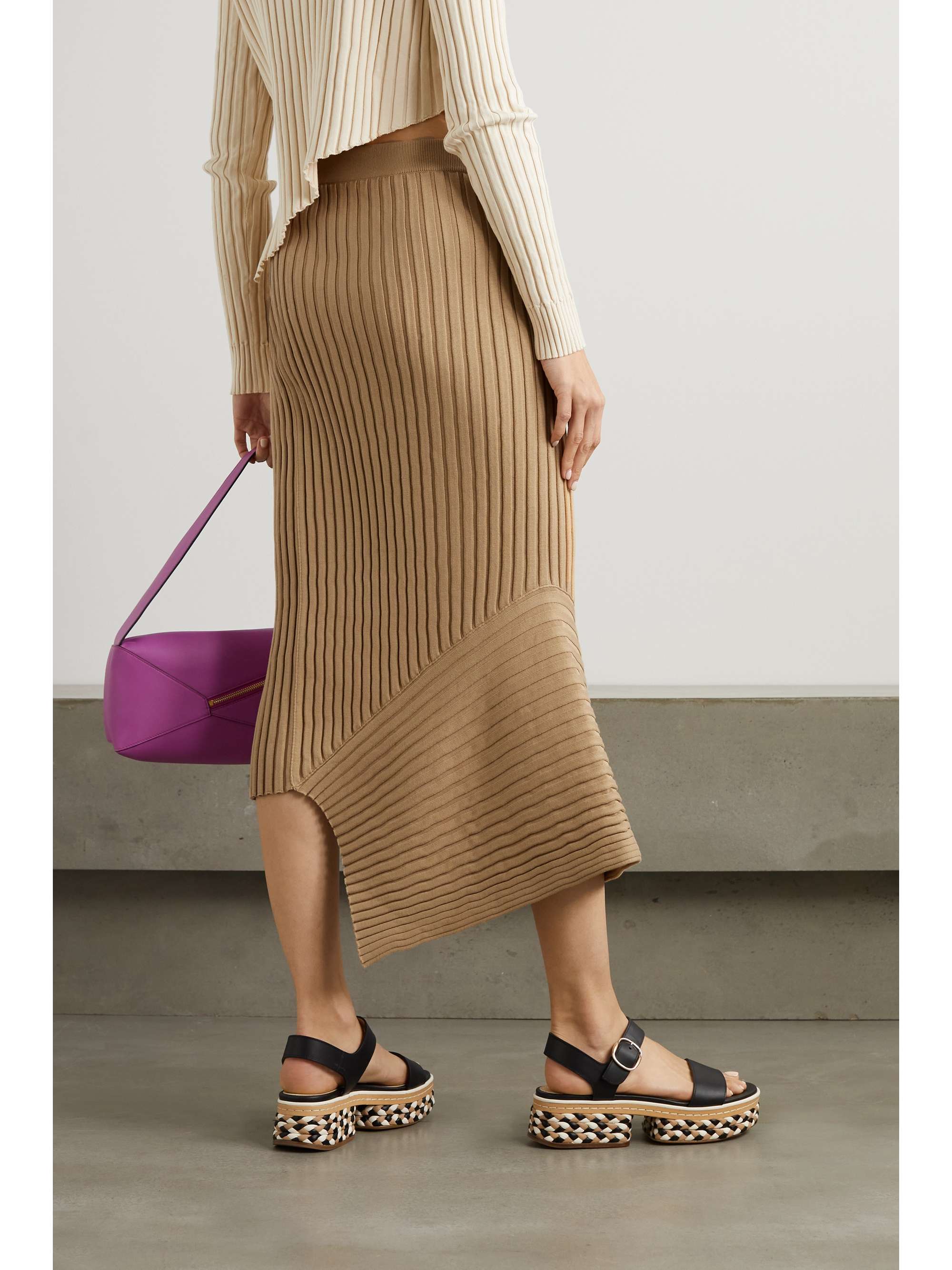 STELLA MCCARTNEY Asymmetric ribbed organic cotton skirt