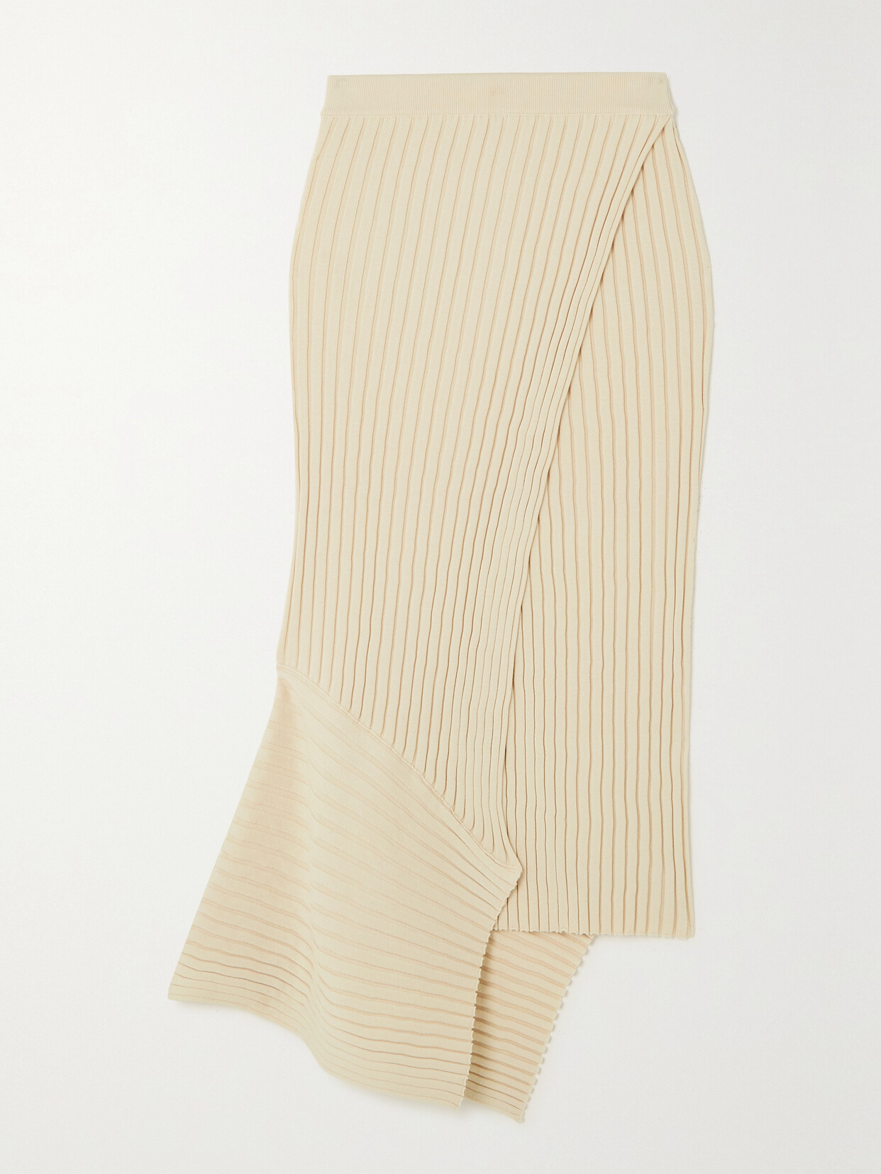 Stella Mccartney Asymmetric Panel Ribbed Skirt In White