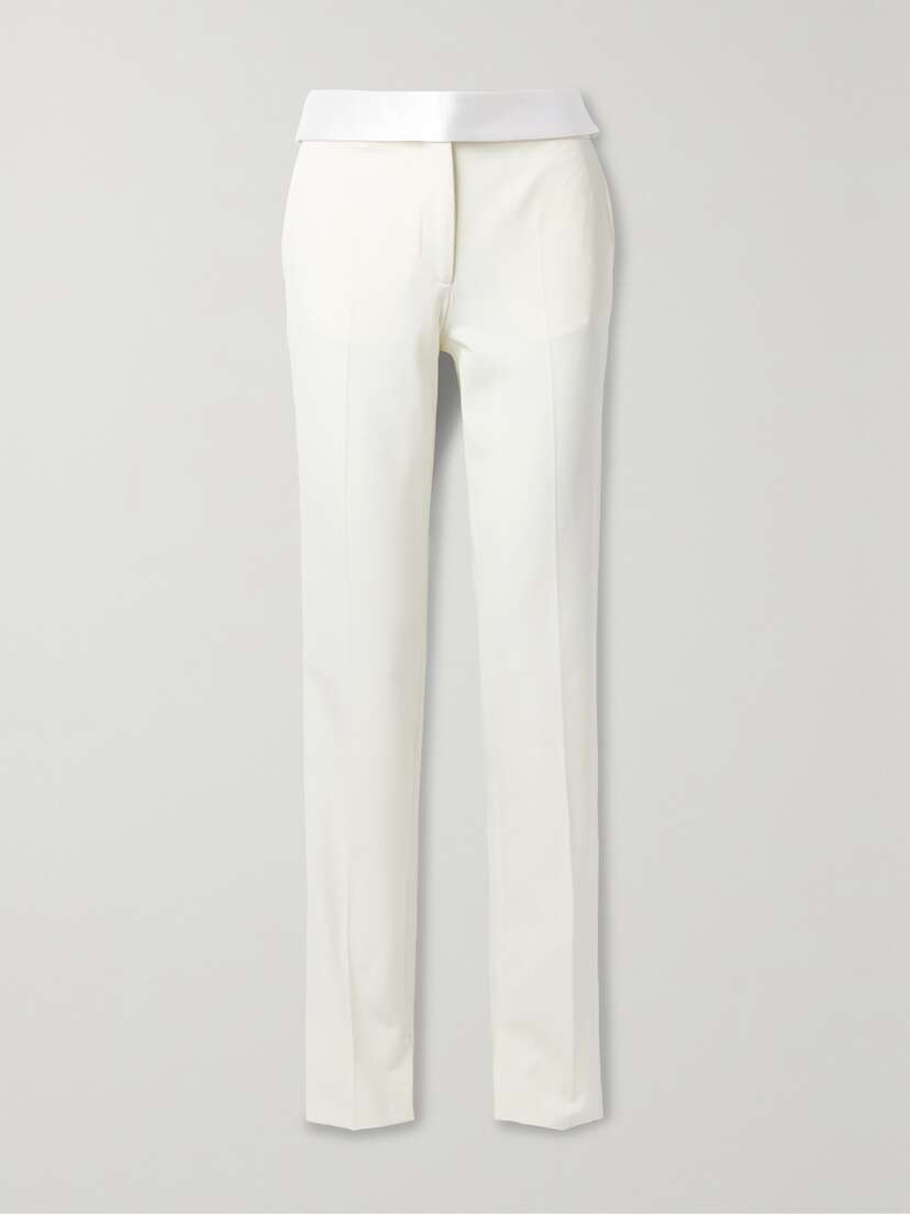 Stella McCartney Satin-trimmed Twill Straight-leg Pants