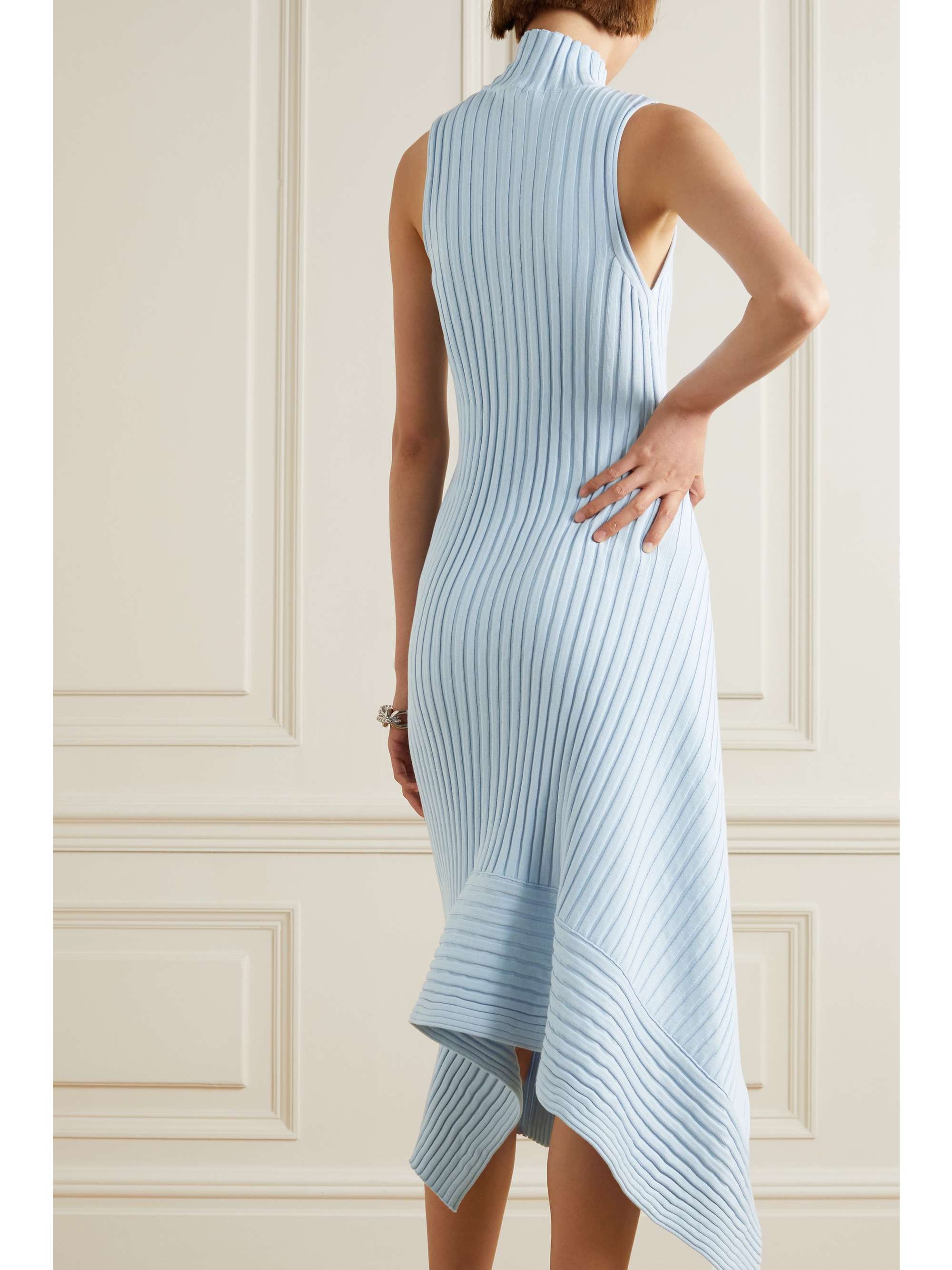 STELLA MCCARTNEY Asymmetric ribbed organic cotton turtleneck dress