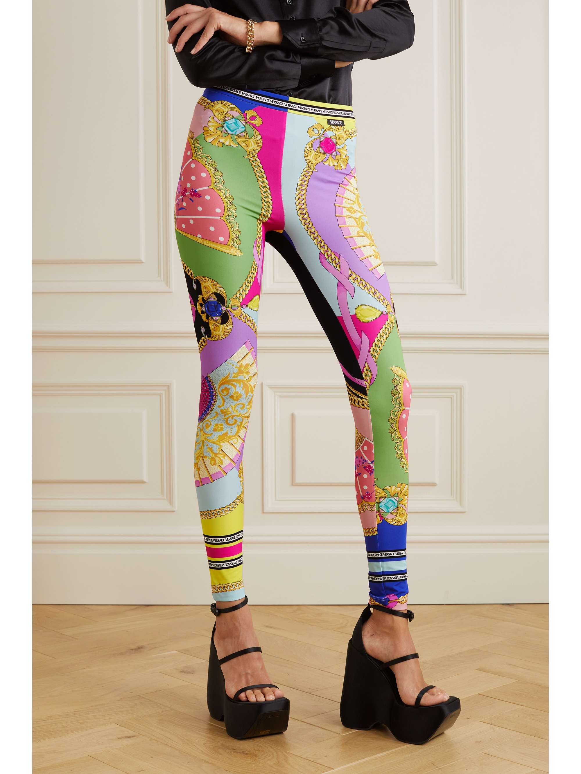VERSACE Printed stretch leggings