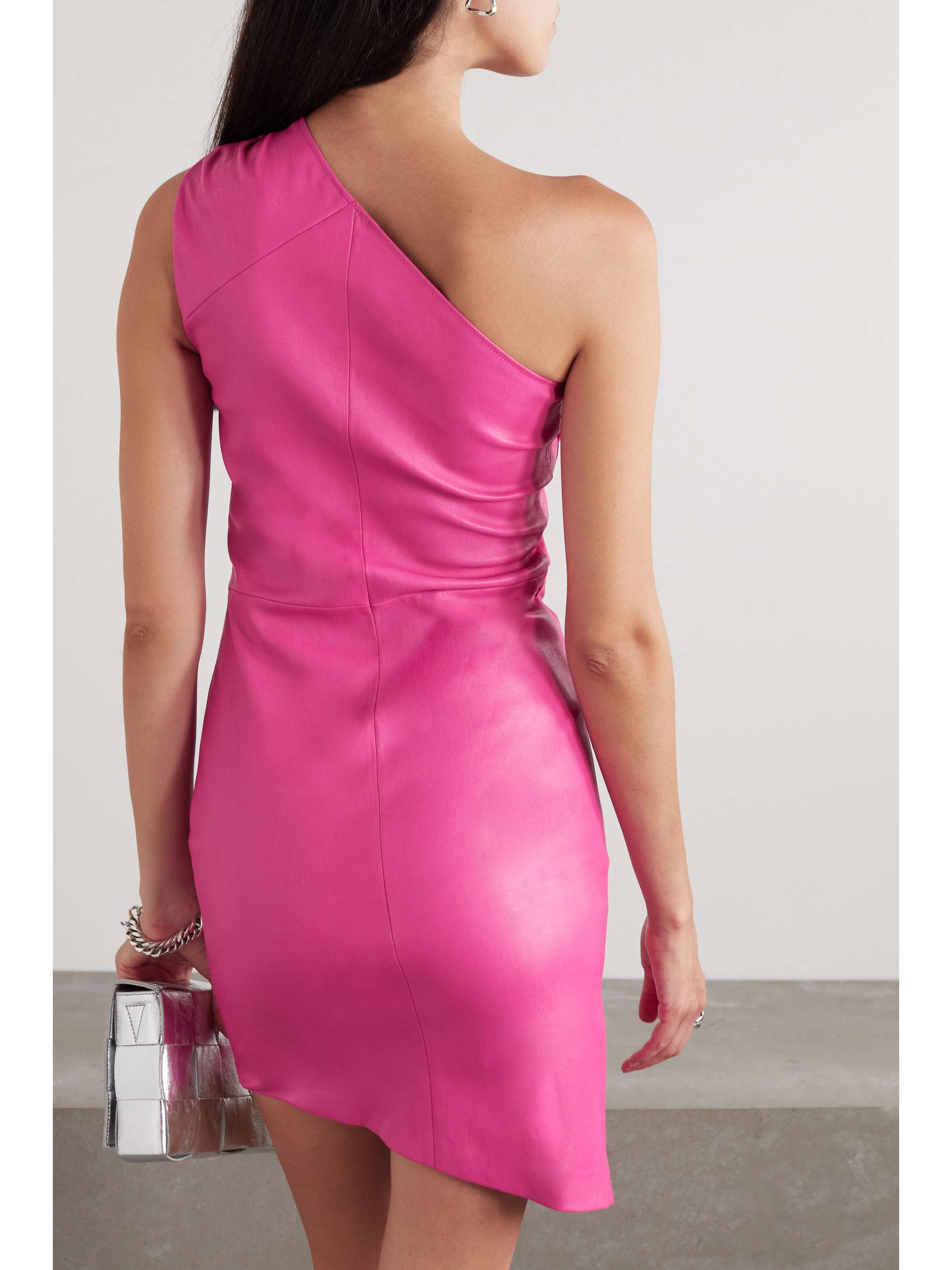 GIVENCHY One-shoulder cutout twisted leather mini dress