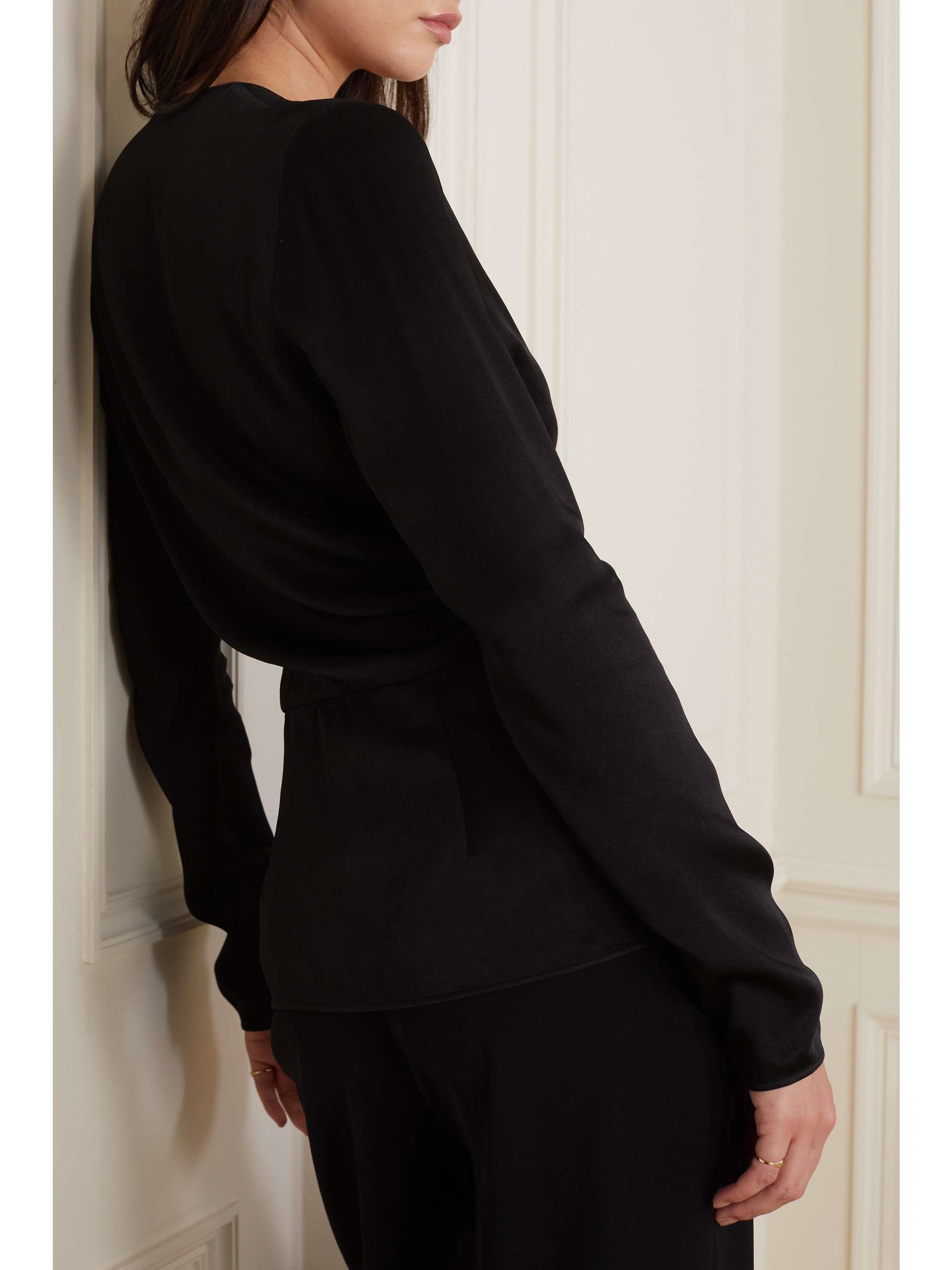 GIVENCHY Embellished crepe wrap blouse