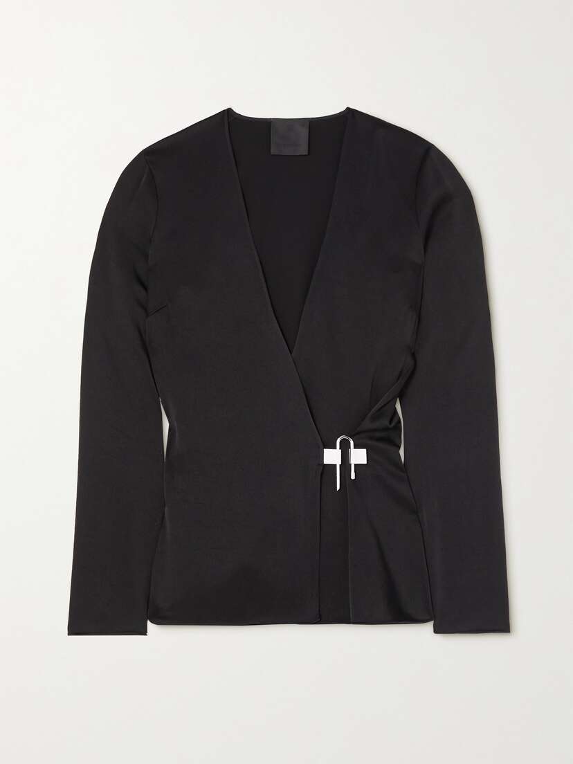 Givenchy Embellished Crepe Wrap Blouse