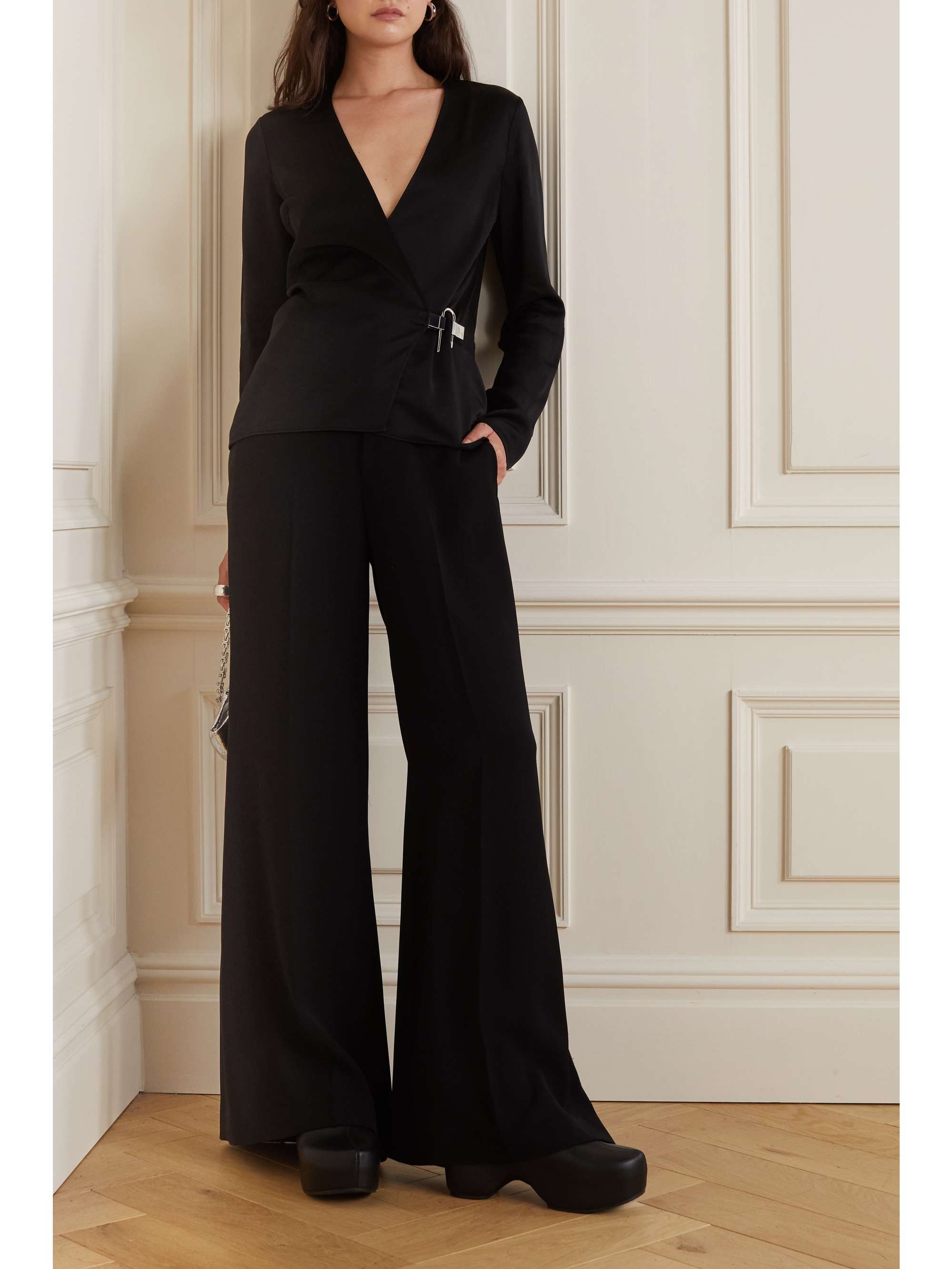 GIVENCHY Embellished crepe wrap blouse