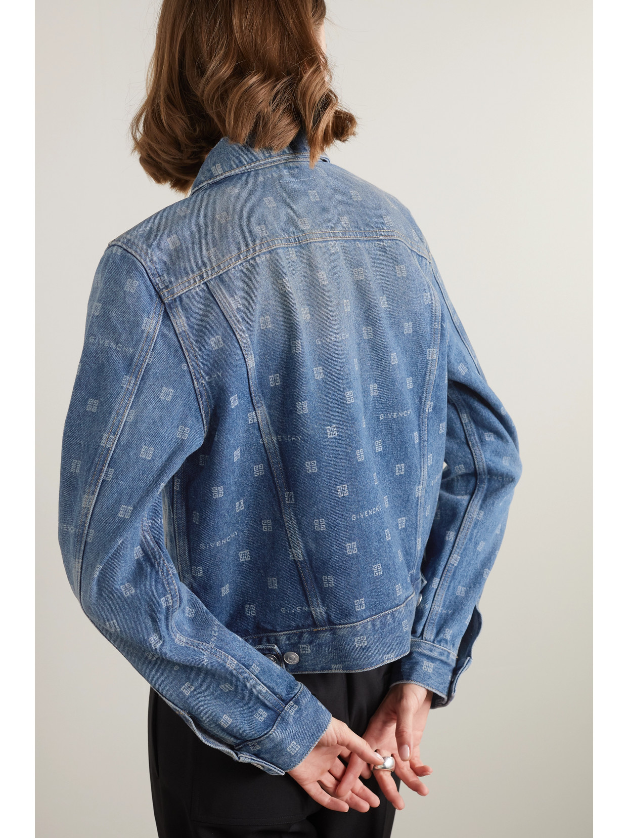 Shop Givenchy Logo-print Denim Jacket In Blue