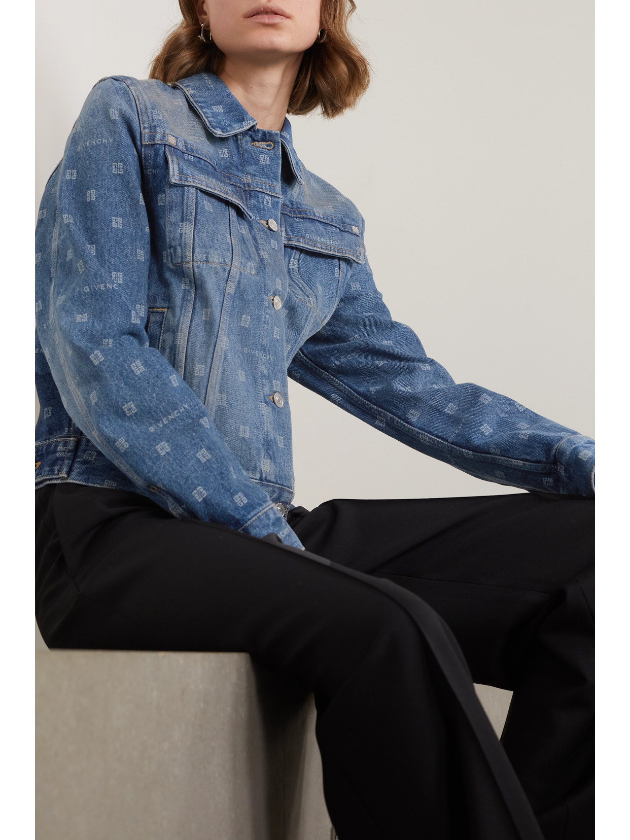 Givenchy Woman Slim Fit Jacket In Blue 4g Denim