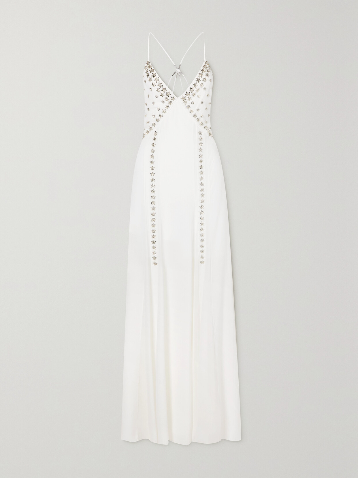 GIVENCHY OPEN-BACK CRYSTAL-EMBELLISHED SILK-CHIFFON GOWN