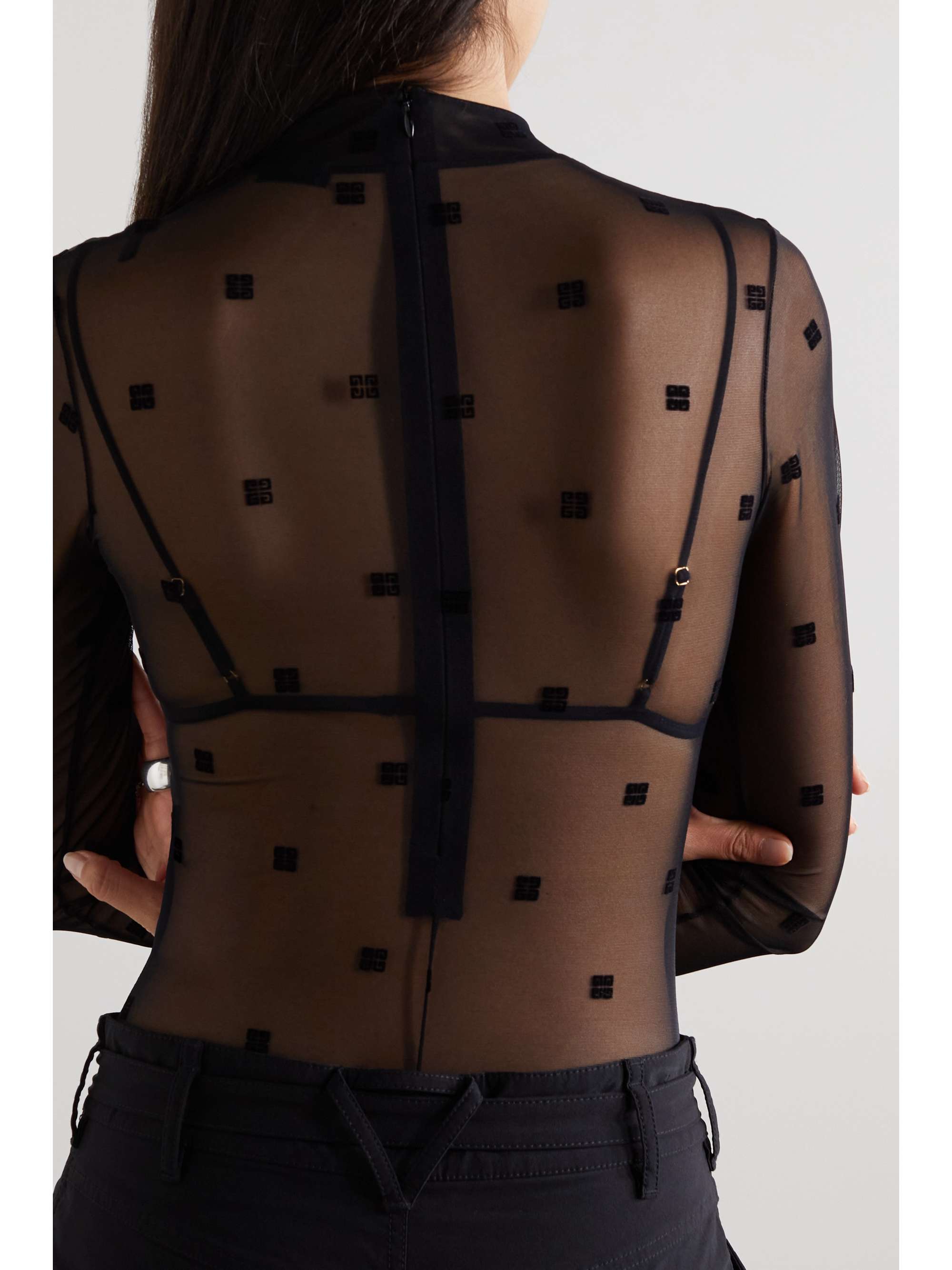 GIVENCHY Flocked tulle bodysuit