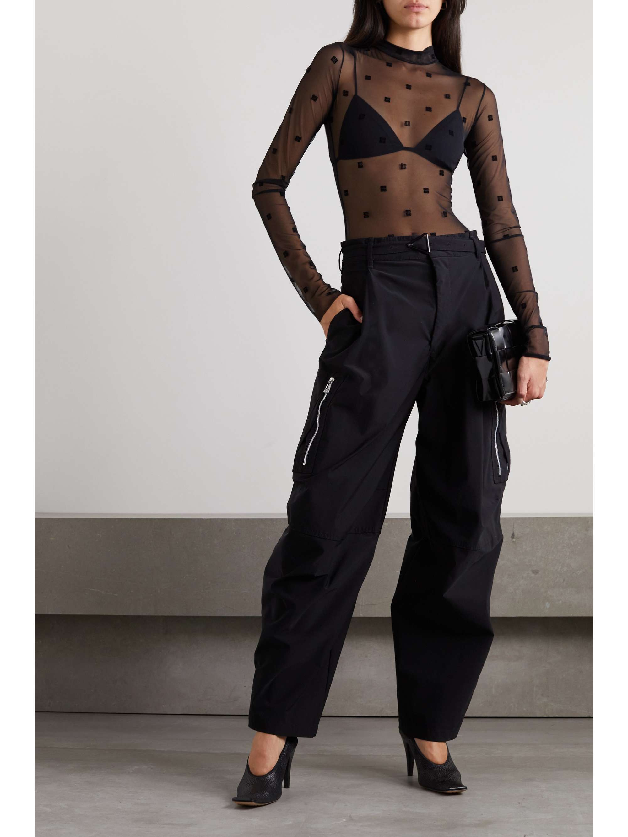 GIVENCHY Flocked tulle bodysuit