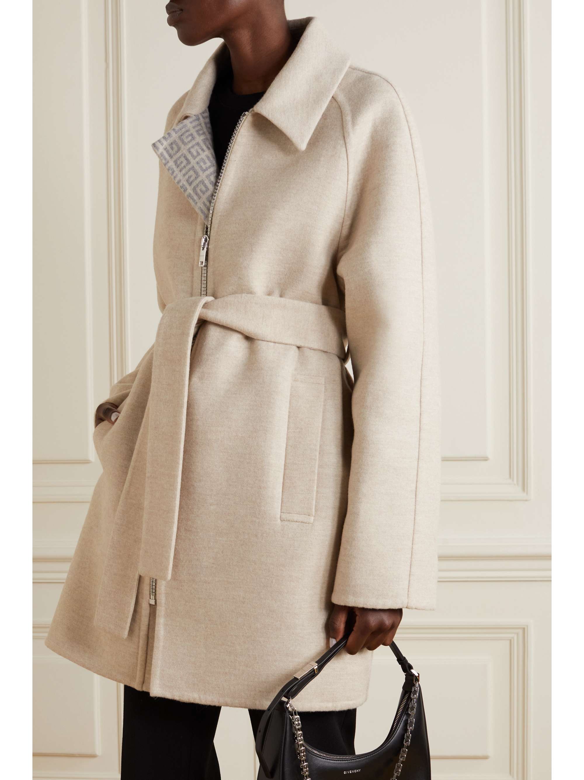 GIVENCHY Belted wool, silk and cashmere-blend coat