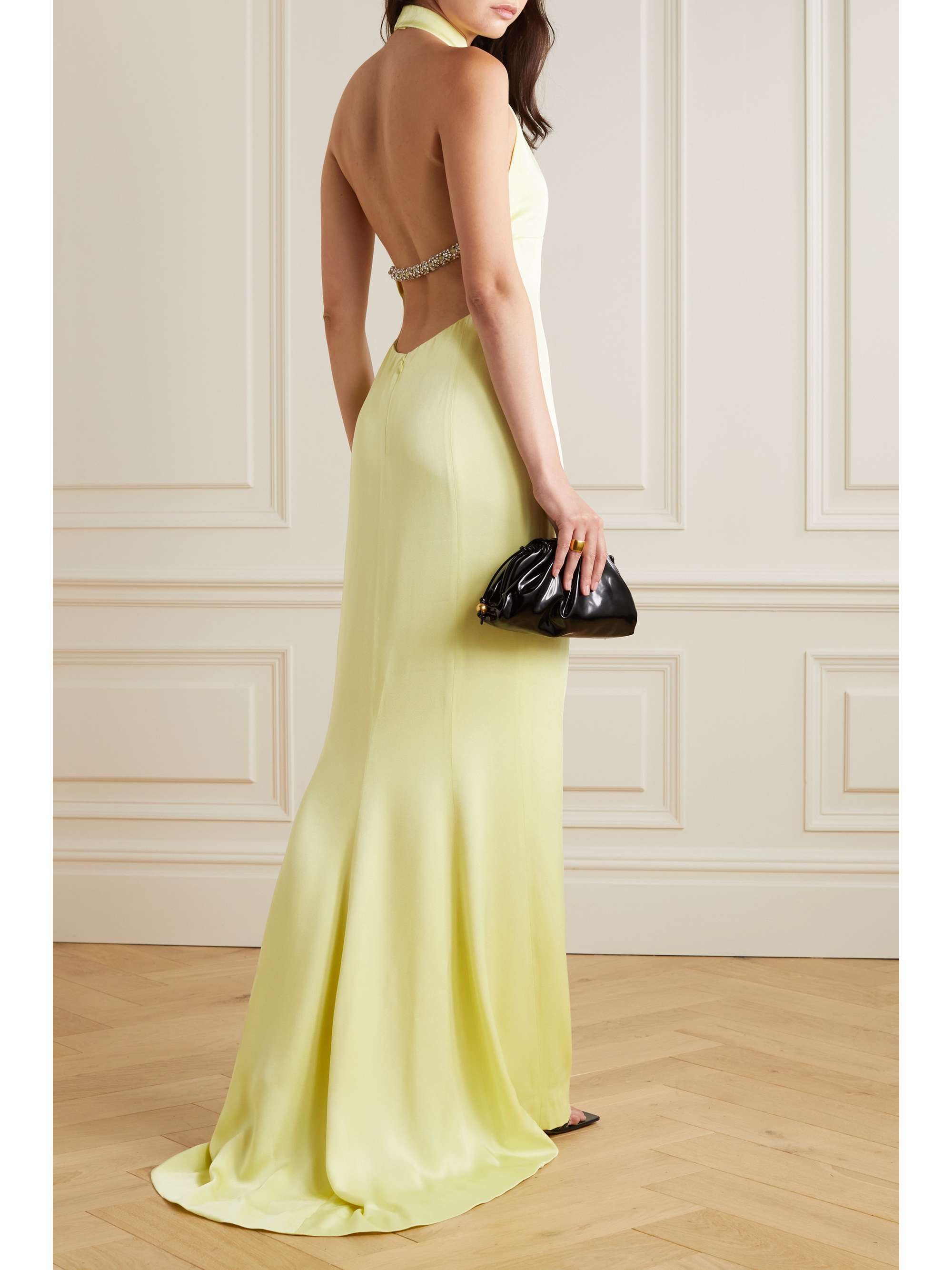 GIVENCHY Crystal-embellished duchesse-satin halterneck gown