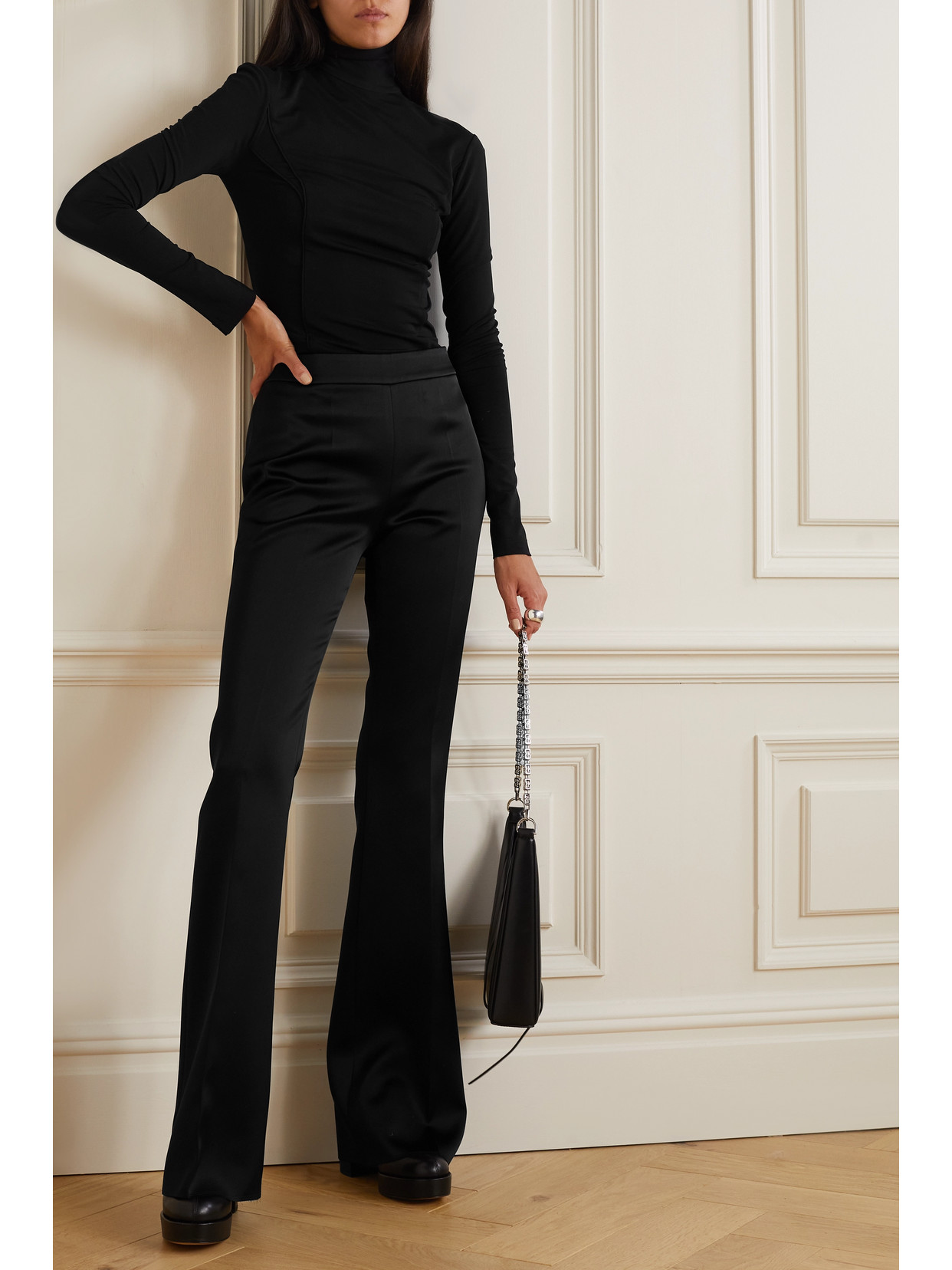 GIVENCHY SATIN-CREPE FLARED PANTS