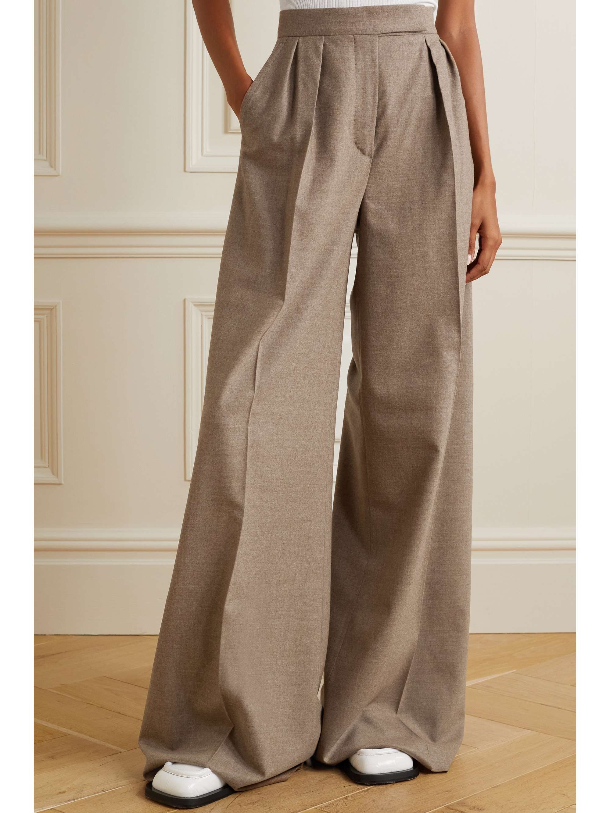 MAX MARA Fiore pleated wool-blend wide-leg pants