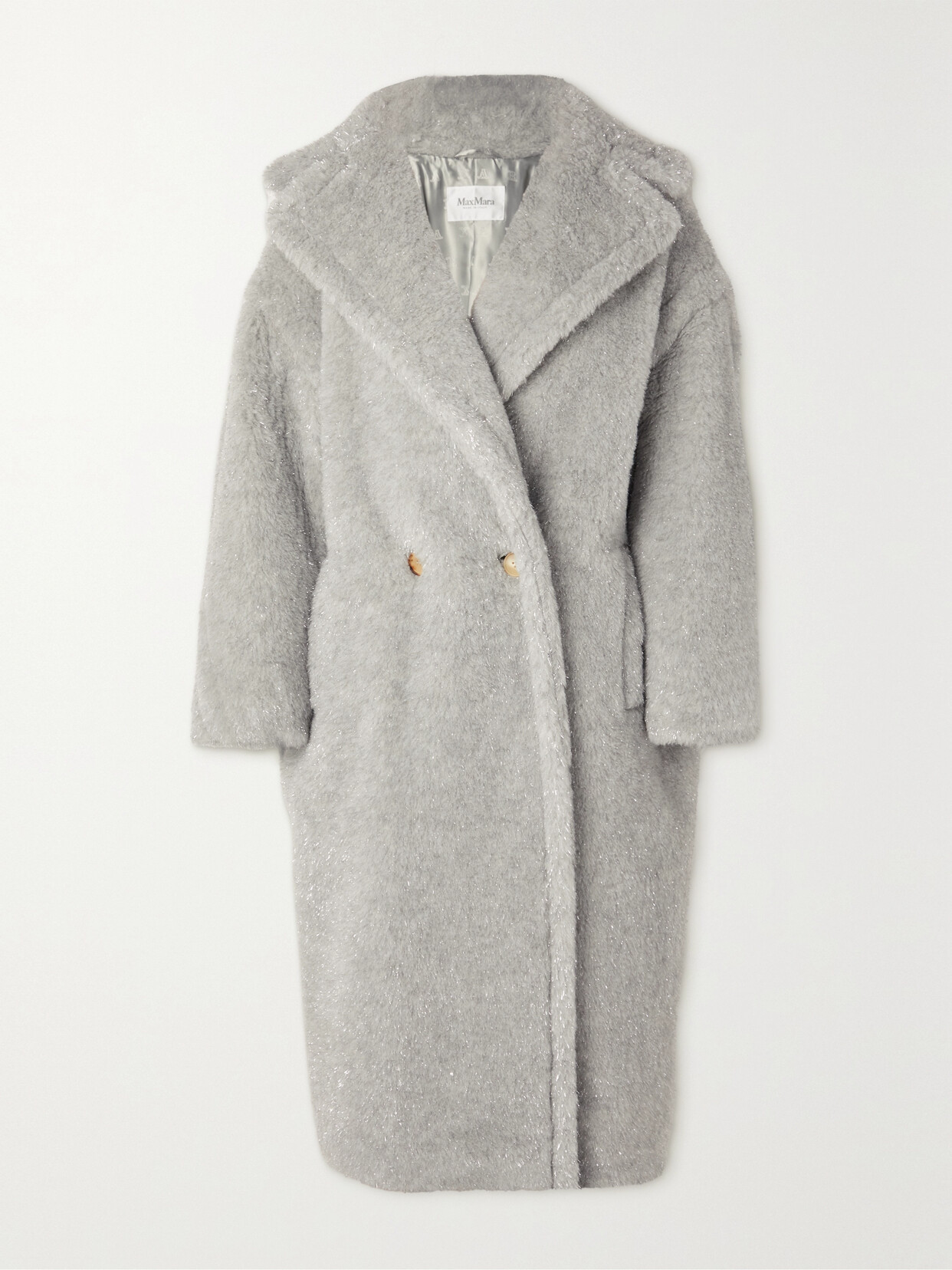 Max Mara - Arco Double-breasted Metallic Alpaca-blend Coat - Silver 22 Awaiting product image