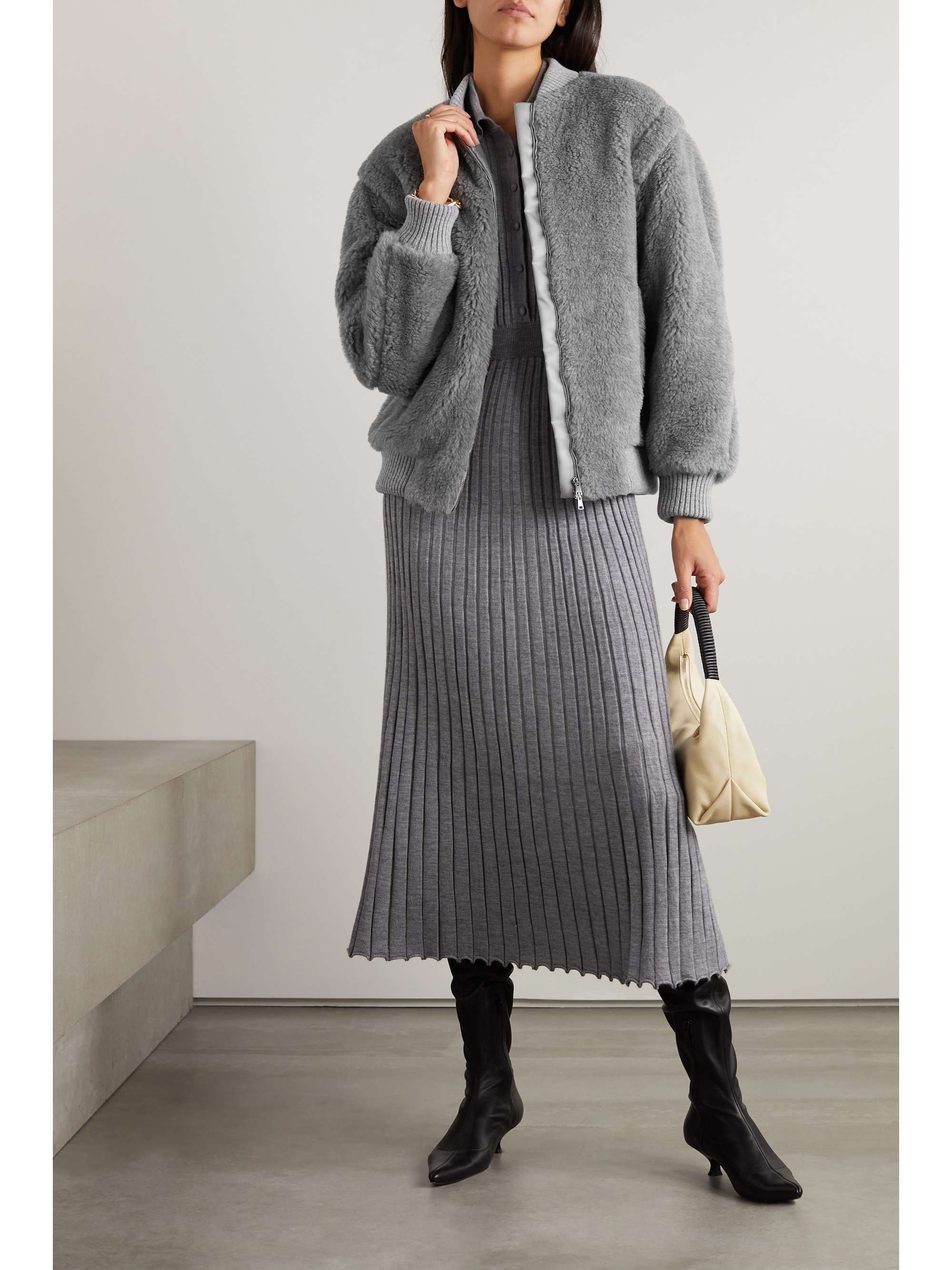 MAX MARA Terry alpaca, wool and silk-blend bomber jacket | NET-A