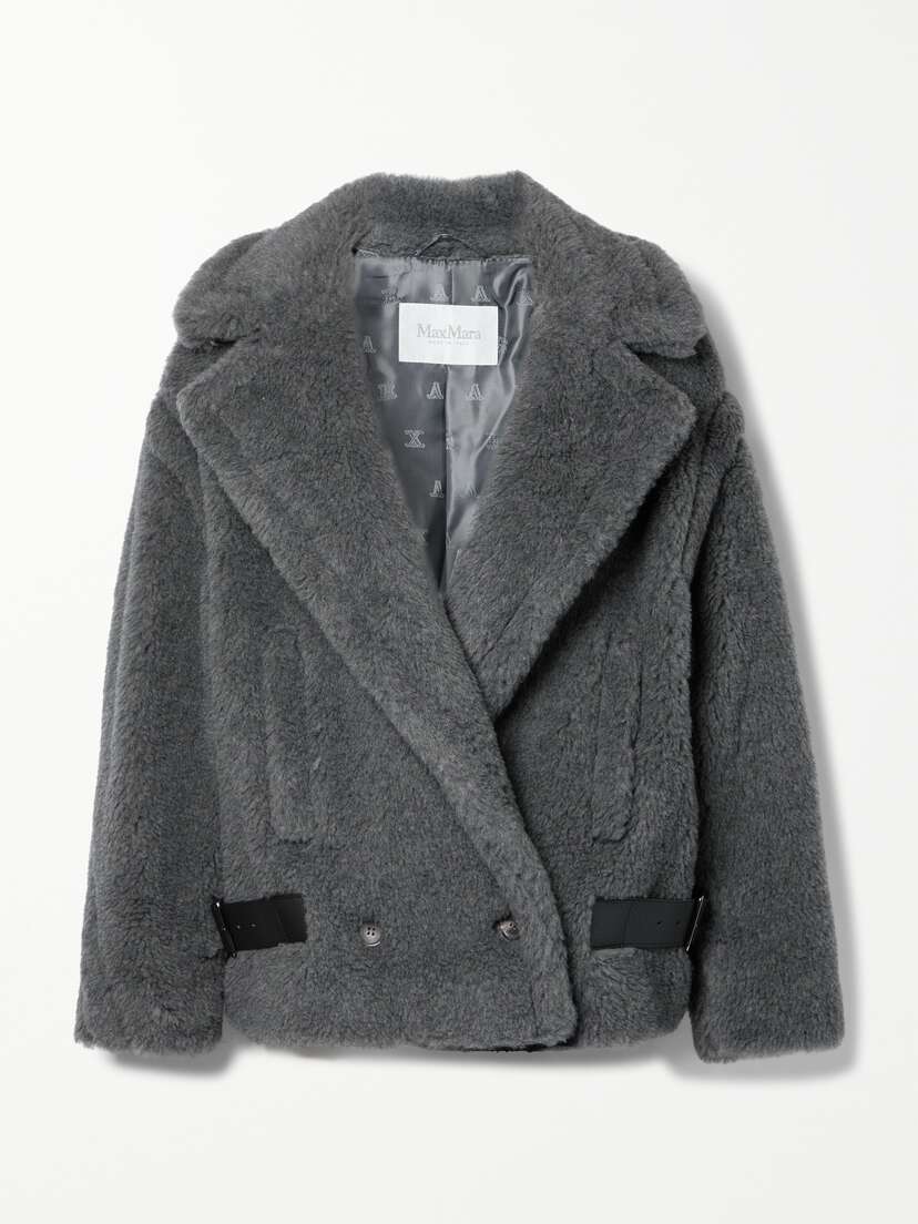 Max Mara Rosita Leather-trimmed Fleece Coat - UK 16