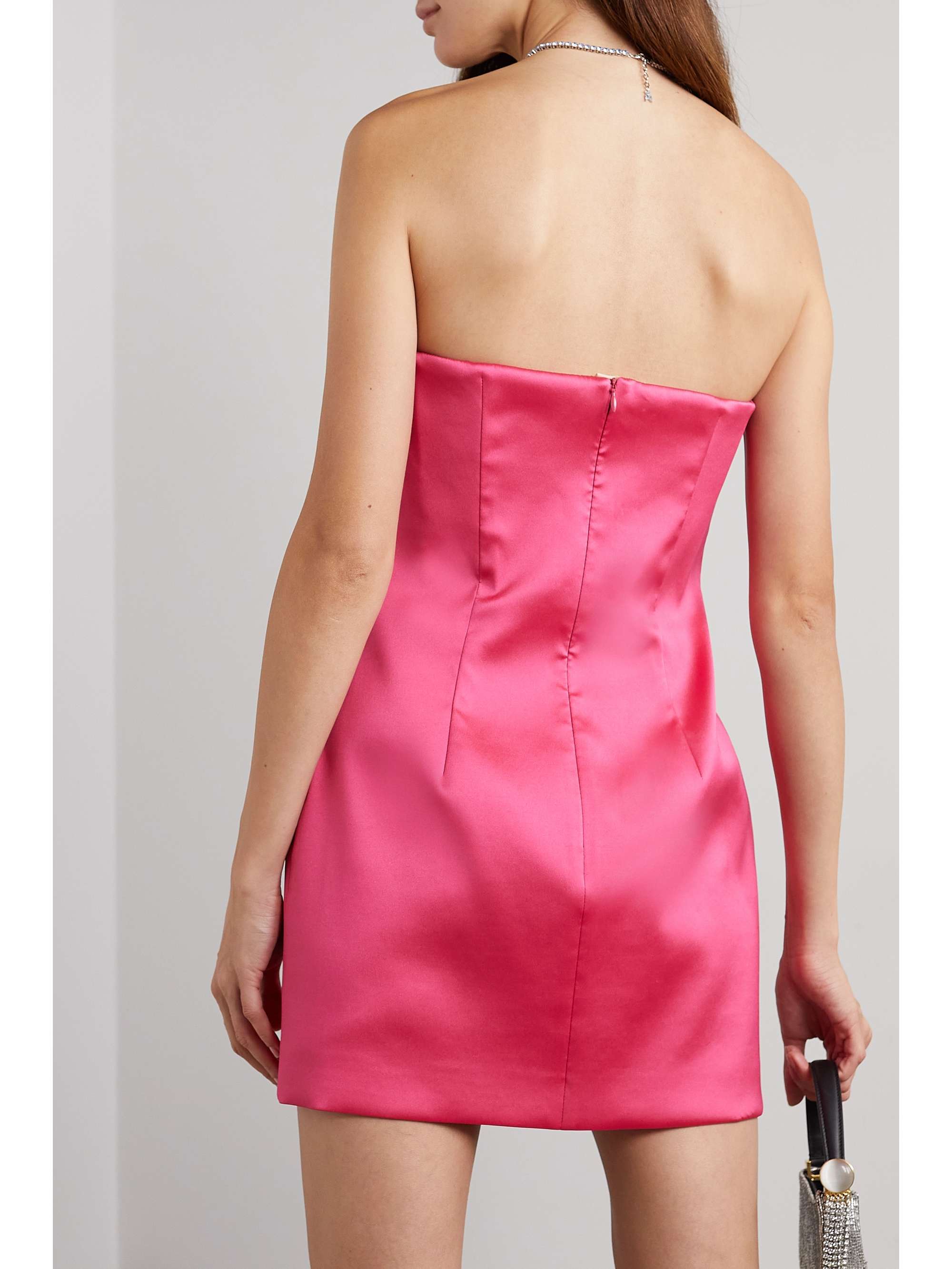 MAGDA BUTRYM Neckholder-Minikleid aus gerafftem Stretch-Jersey mit Blumenprint, Cut-out und Verzierung