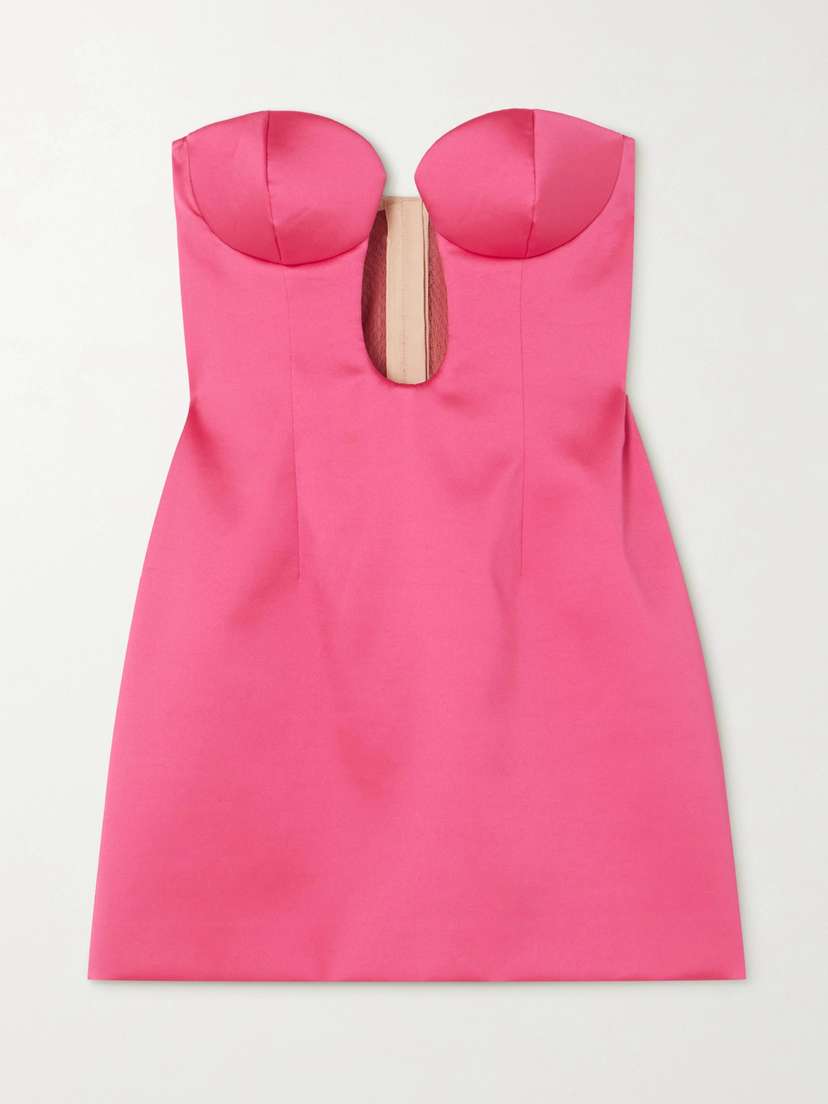 Magda Butrym Embellished Cutout Ruched Floral-print Stretch-jersey Halterneck Mini Dress