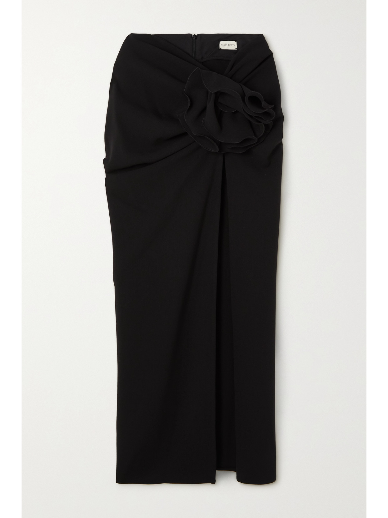 Magda Butrym Embellished Ruched Stretch-wool Midi Skirt
