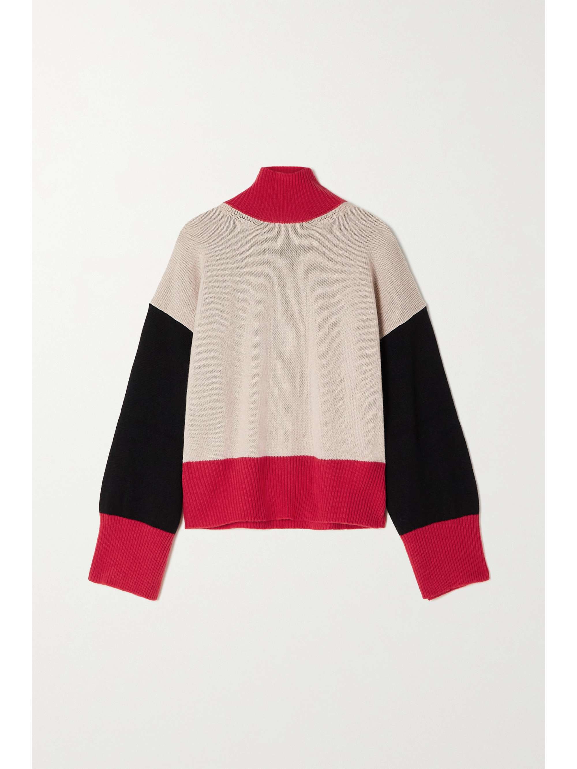 Cream Color-block cashmere turtleneck 