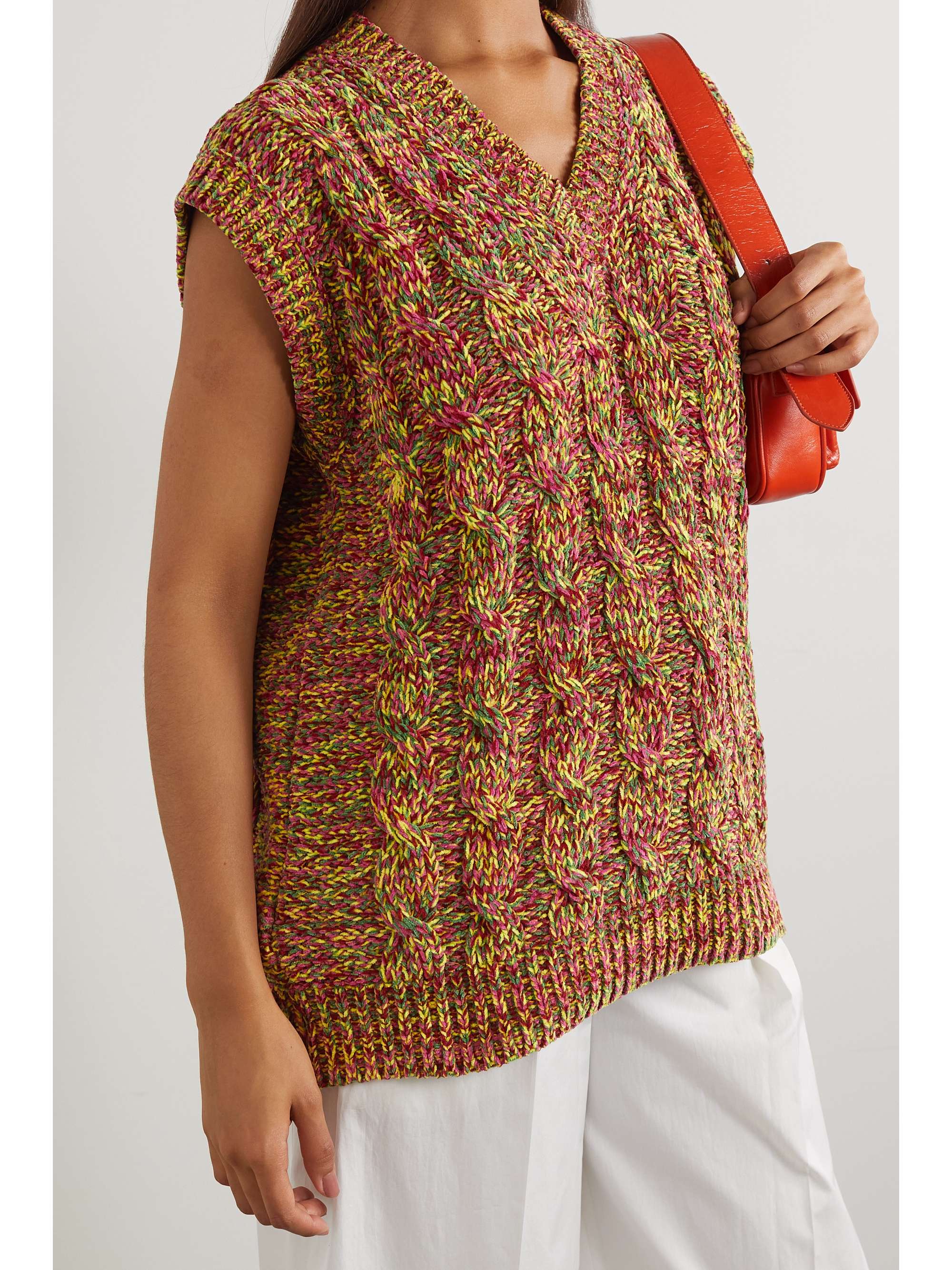 MARNI Cable-knit velour tank
