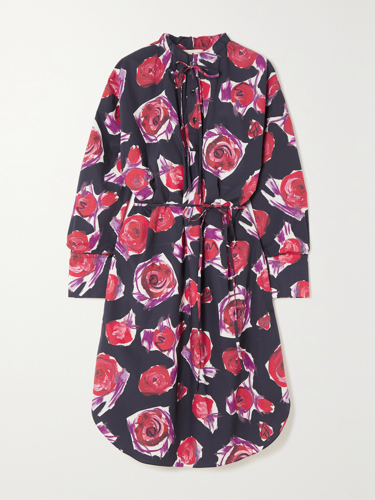 Marni - Floral-print Cotton-poplin Midi Dress - Black 22 Awaiting product image