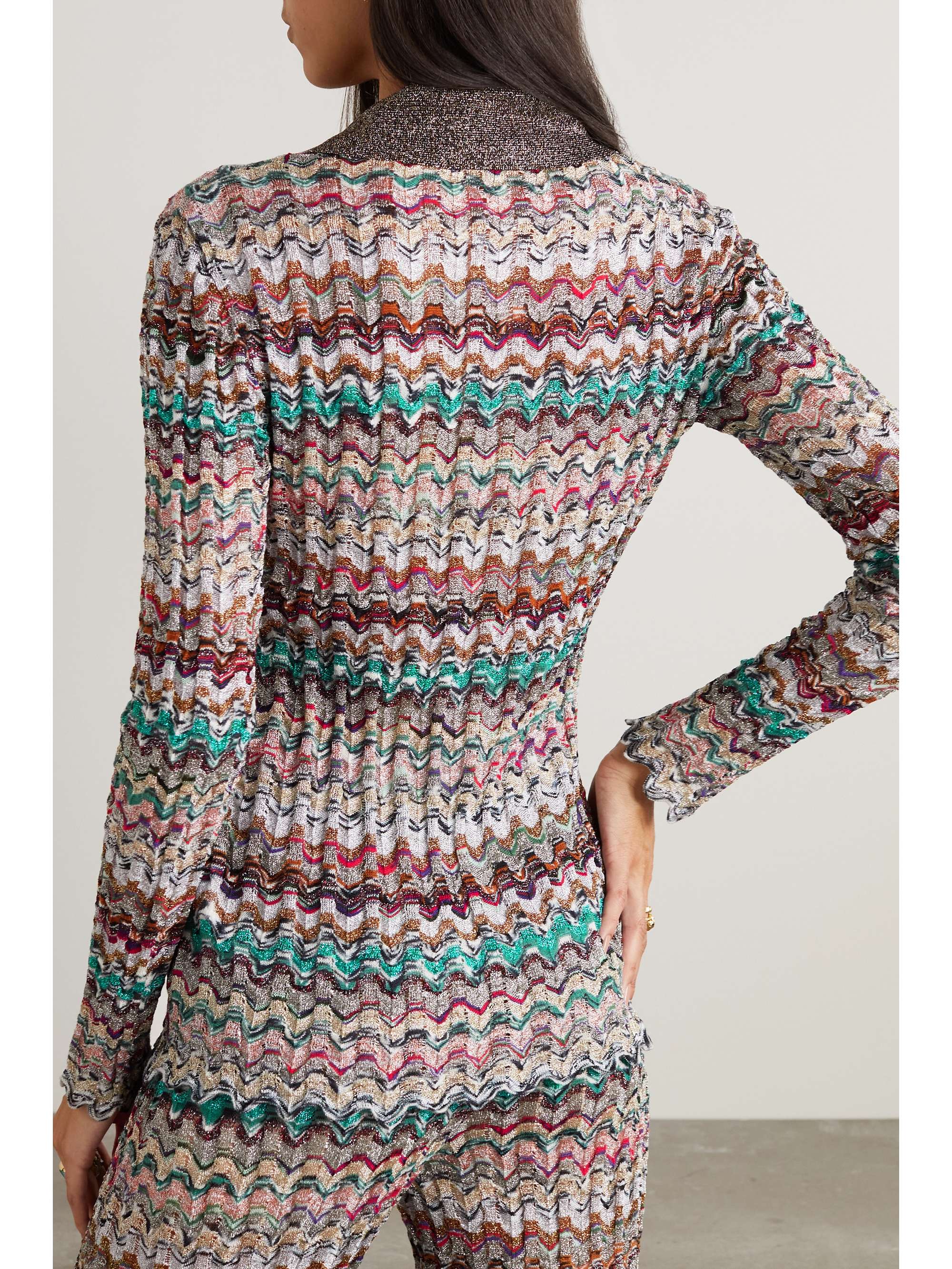 MISSONI Metallic striped crochetknit shirt NETAPORTER